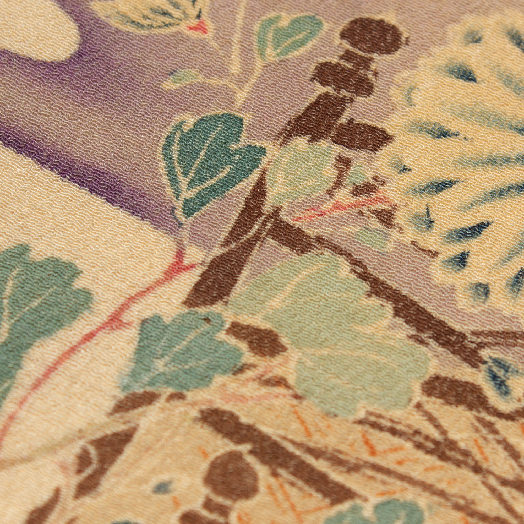 Yuzen Chirimen Silk Textile Fragment