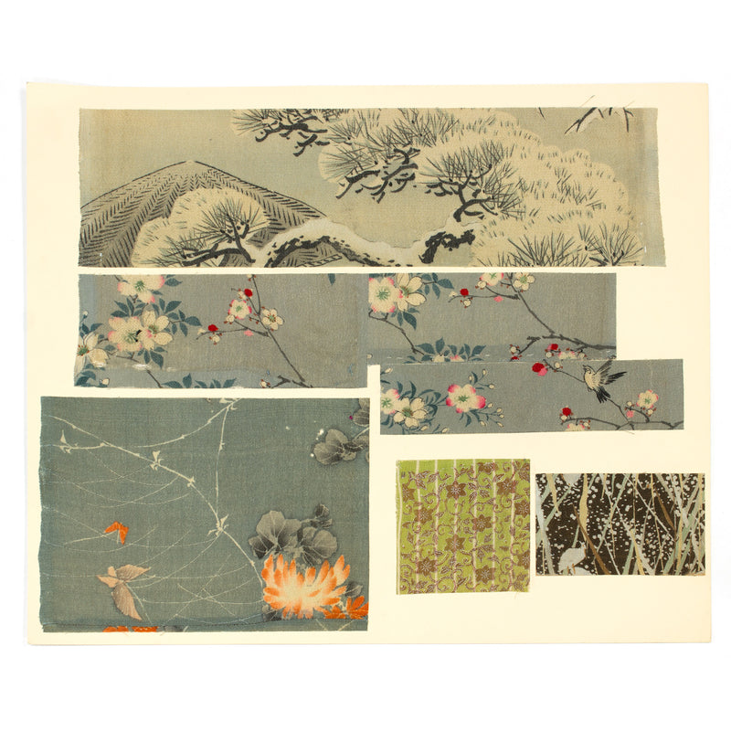 Yuzen Chirimen Silk Textile Fragments