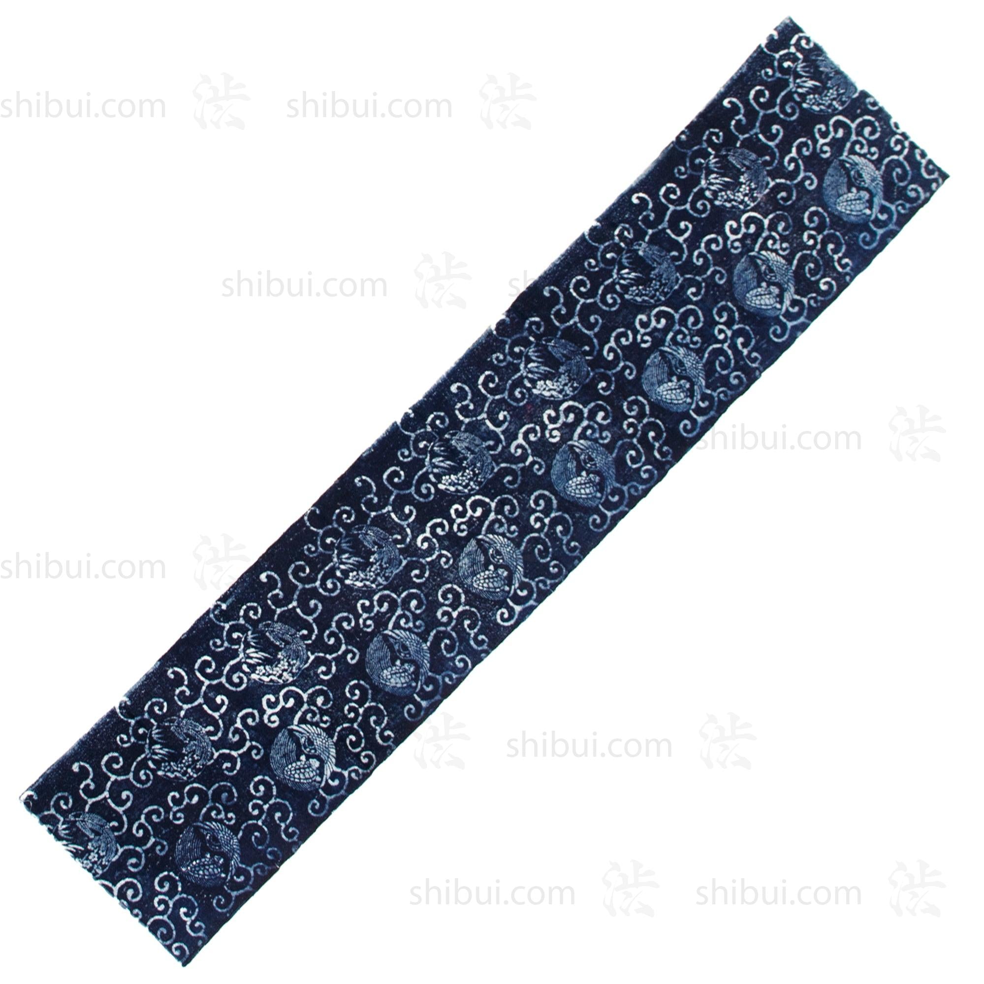 Japanese Indigo Stencil Dyed Katazome Textile Panel