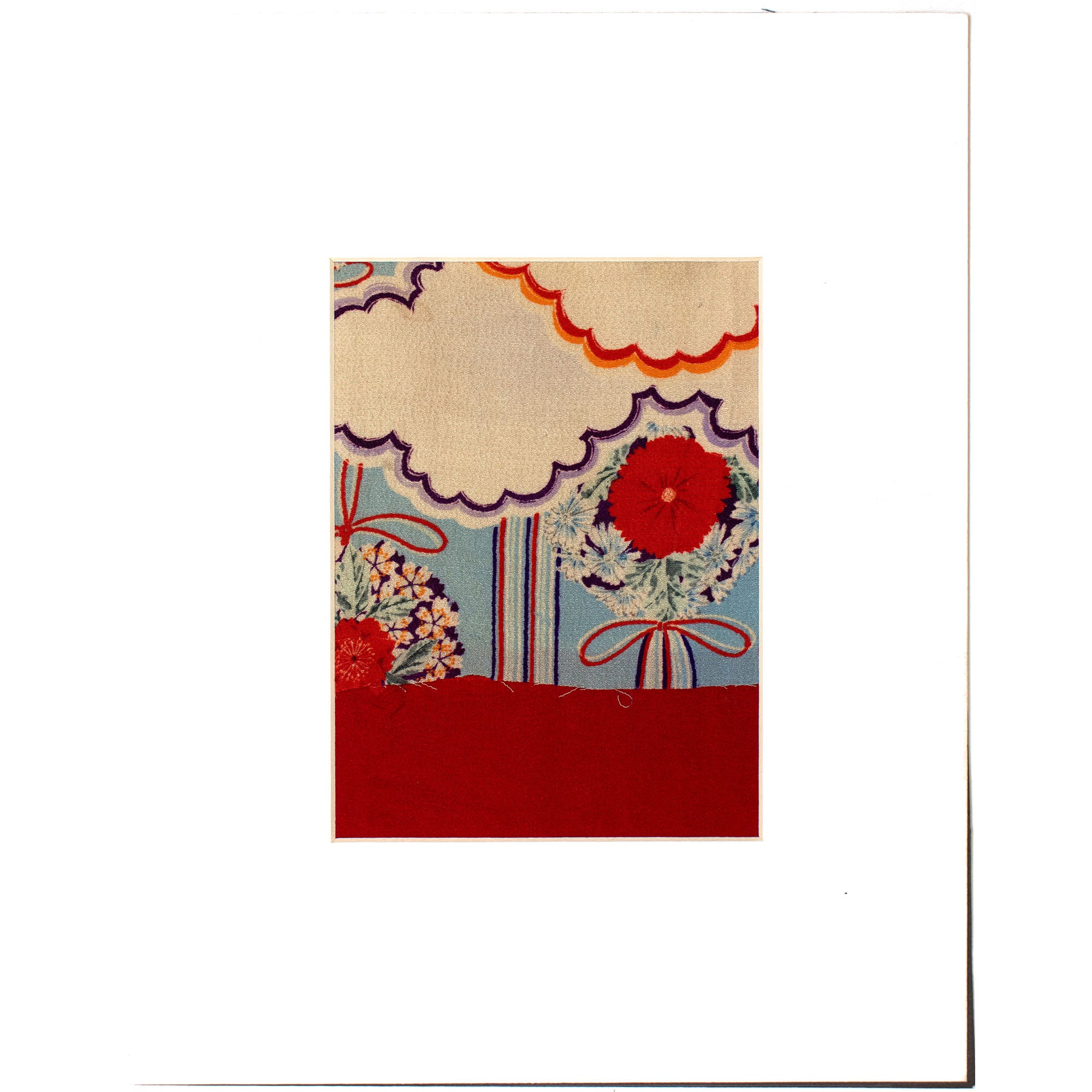 Yuzen Chirimen Silk Textile Fragments