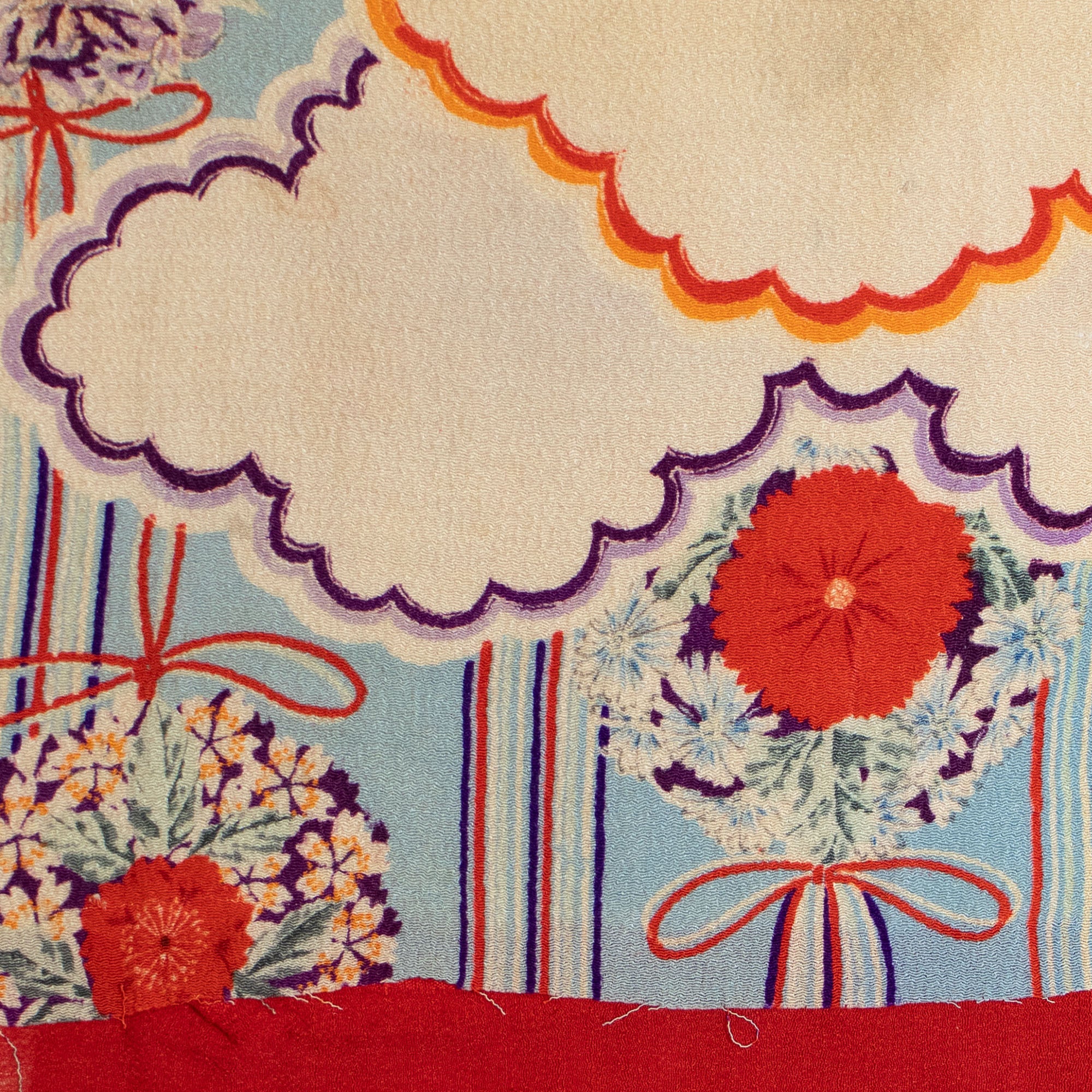 Yuzen Chirimen Silk Textile Fragments