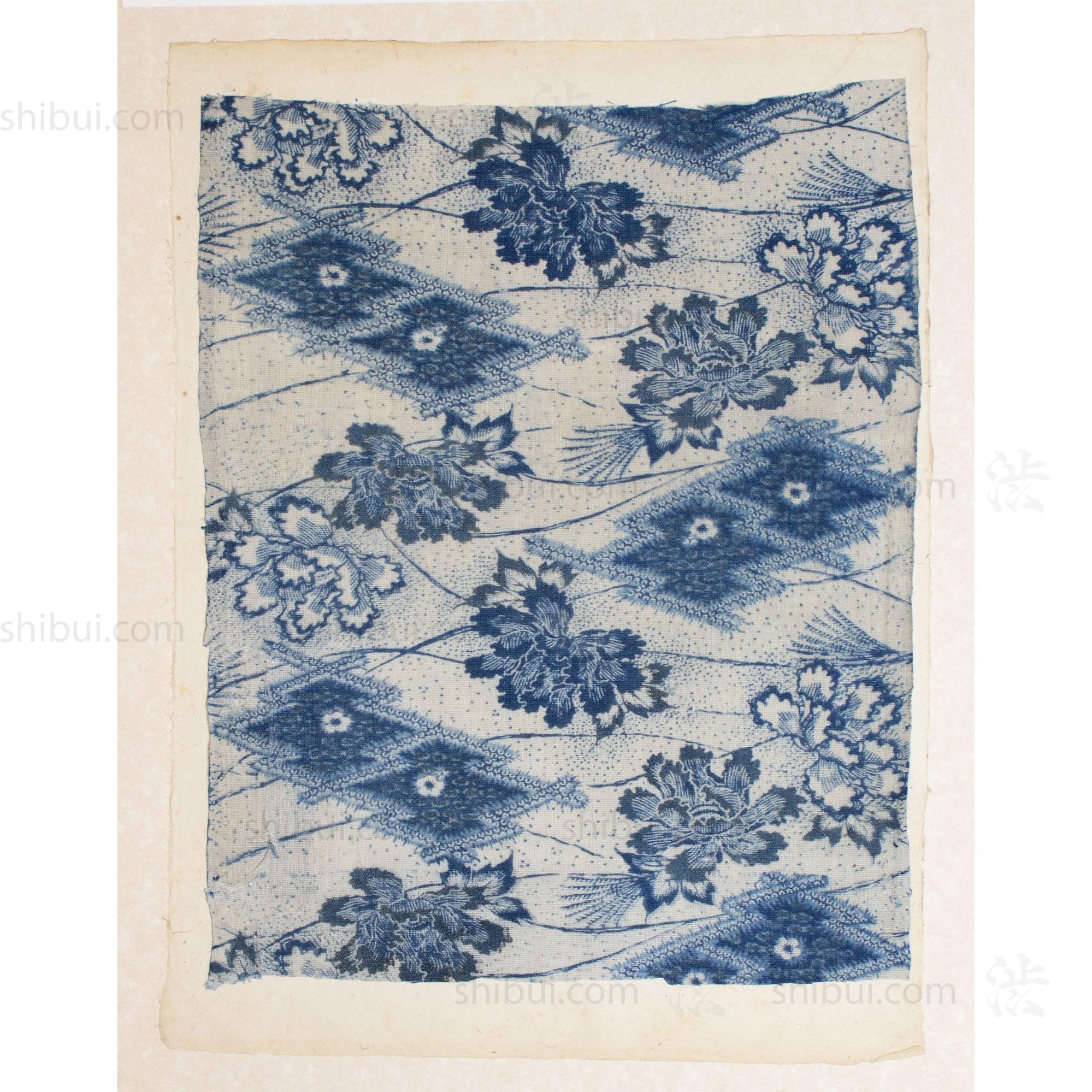 Katazome Fragment with Shibori Peony Motif