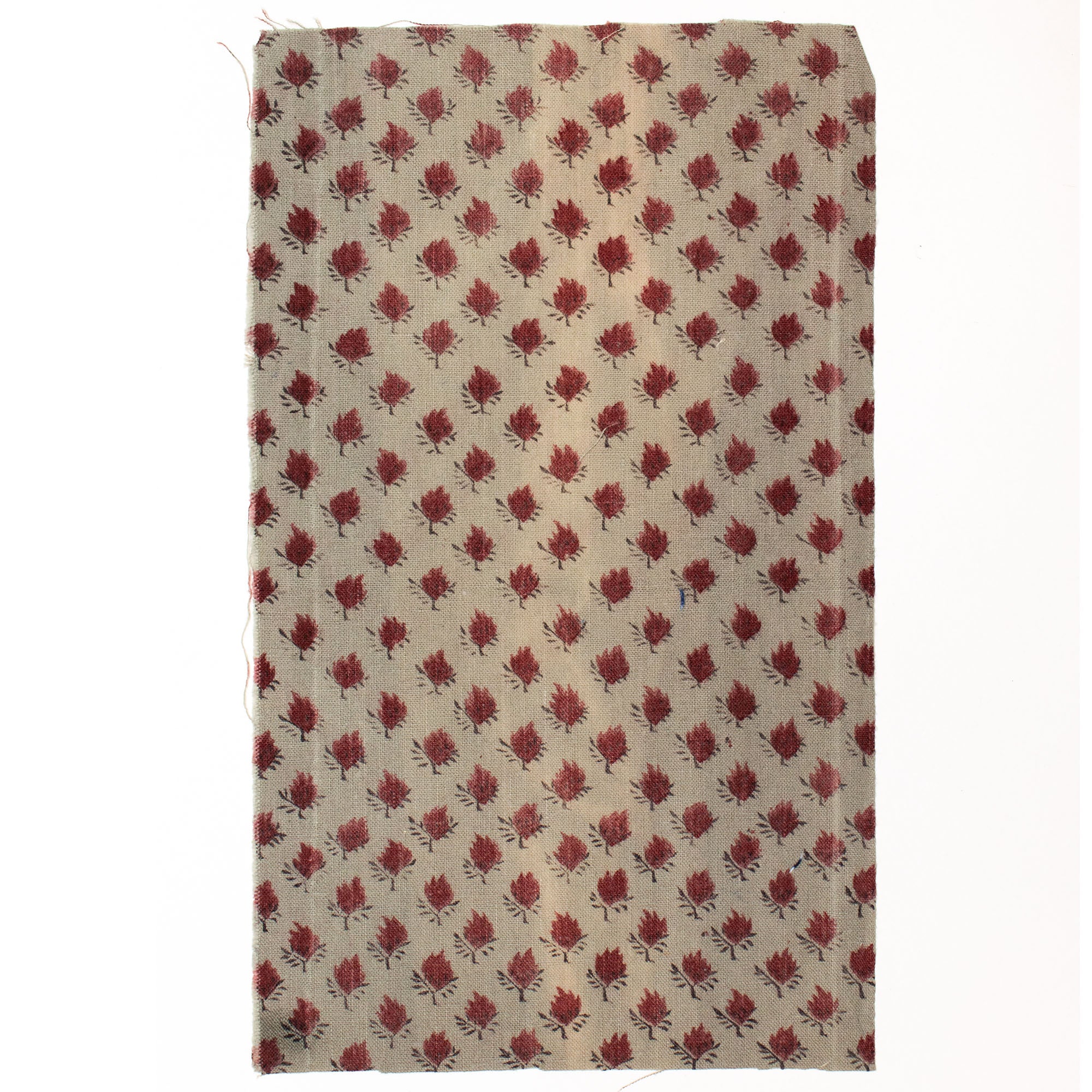 Japanese Meiji  Red Flower Chintz Textile Fragment