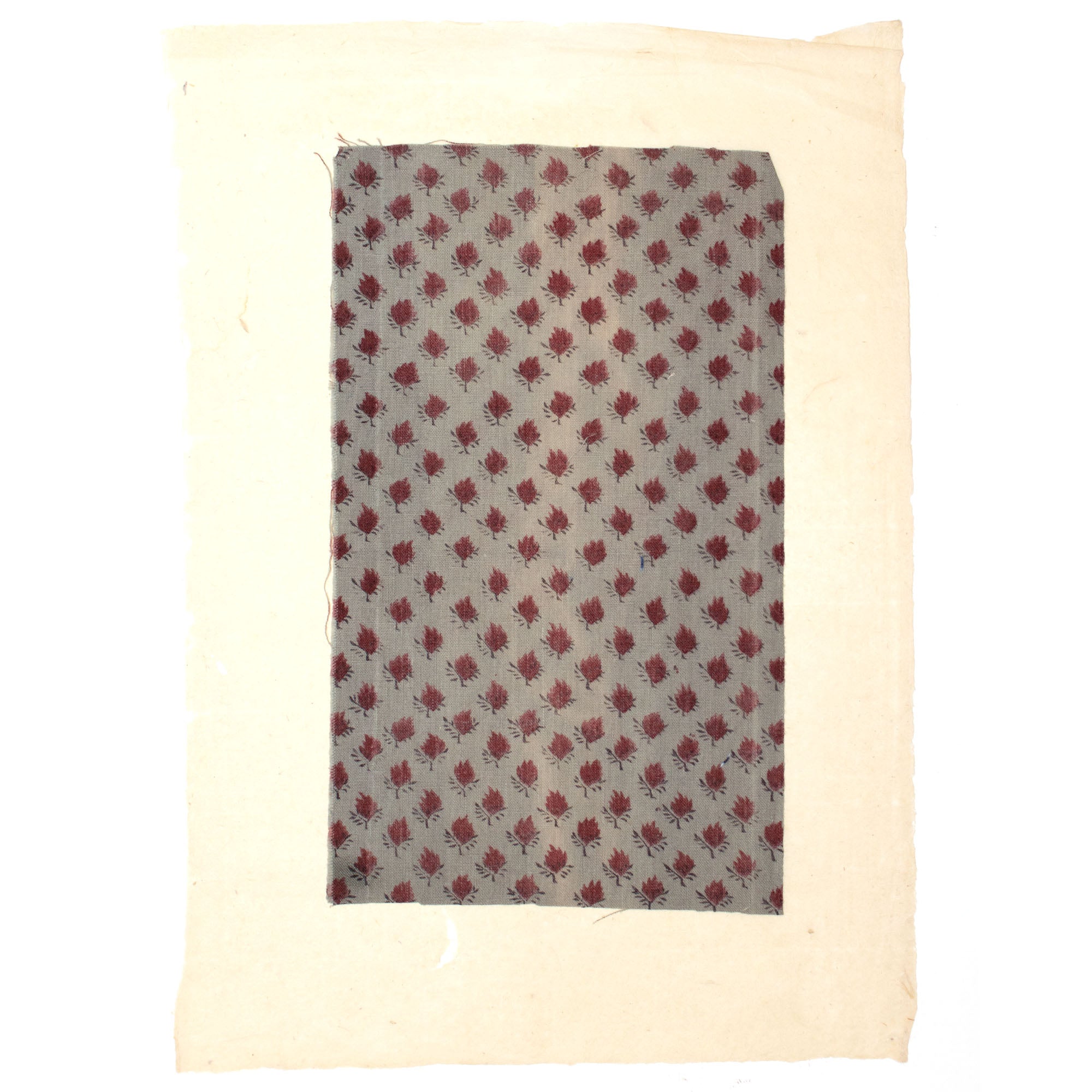 Japanese Meiji  Red Flower Chintz Textile Fragment