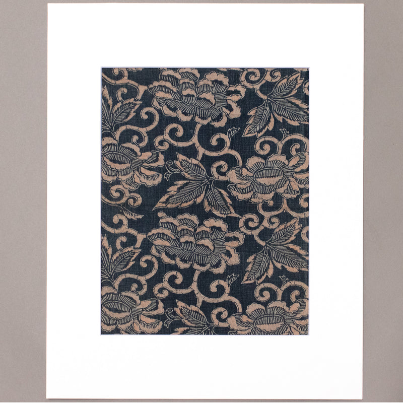 Katazome Fragment with Arabesque Pattern and Leaves