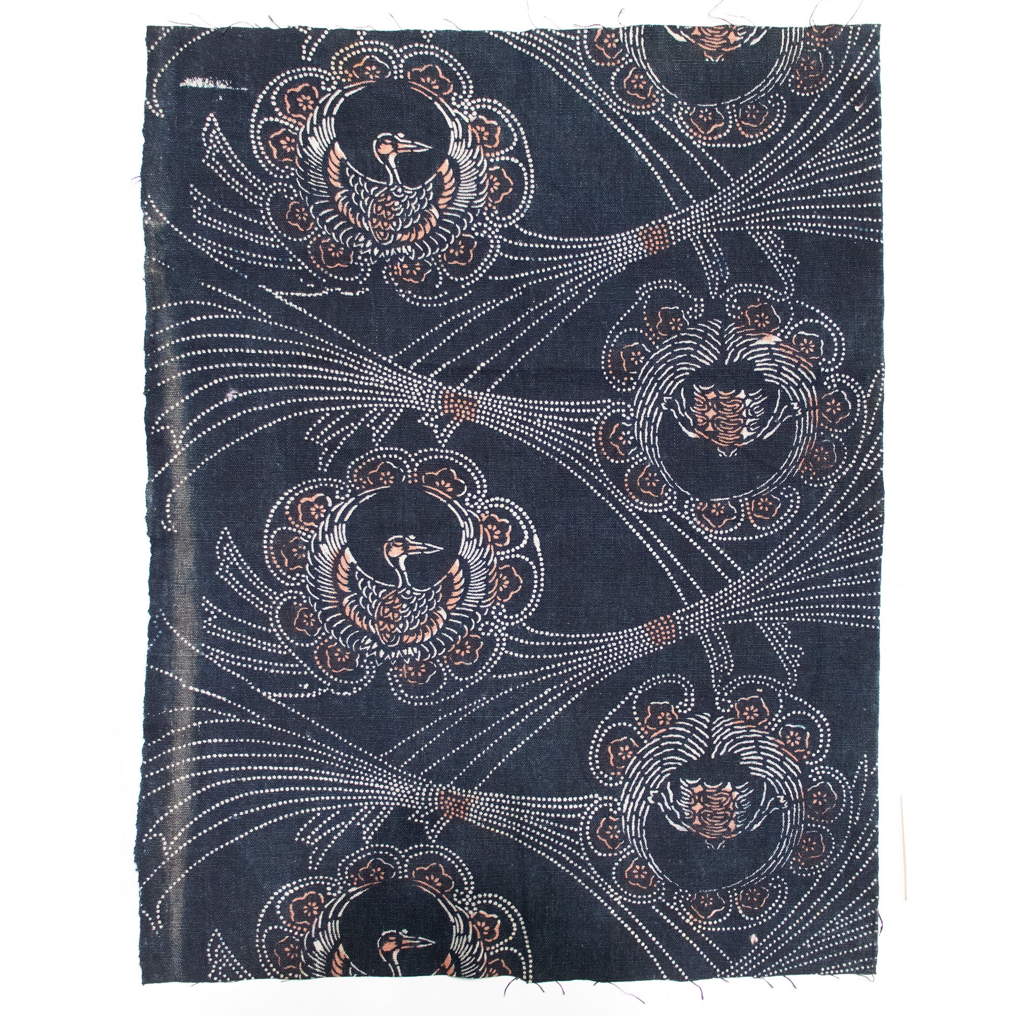 Katazome Fragment with Polychrome Tsuru Kame Motif