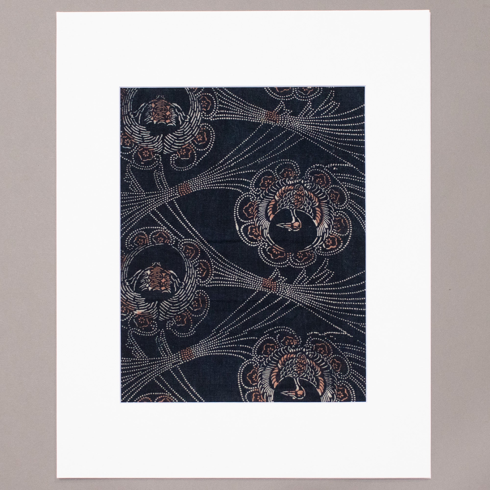 Katazome Fragment with Polychrome Tsuru Kame Motif