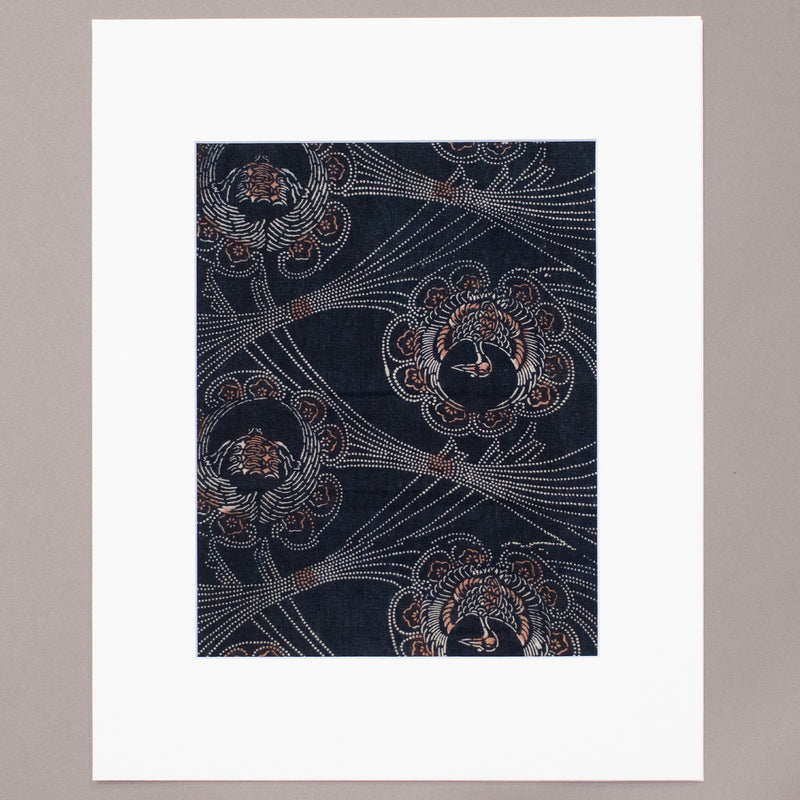 Katazome Fragment with Polychrome Tsuru Kame Motif