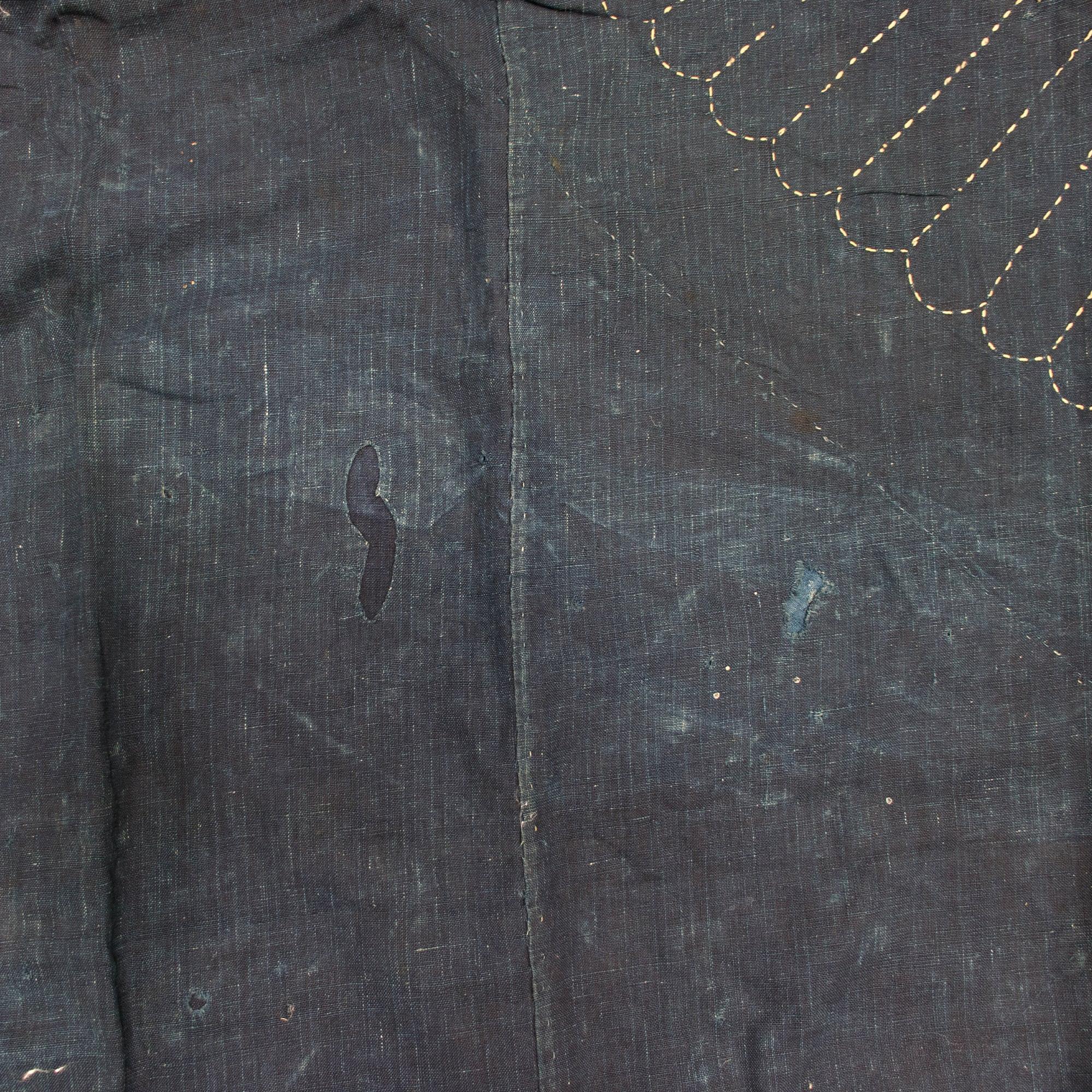 Large Japanese Indigo Dyed and Sashiko Stiched Furoshiki