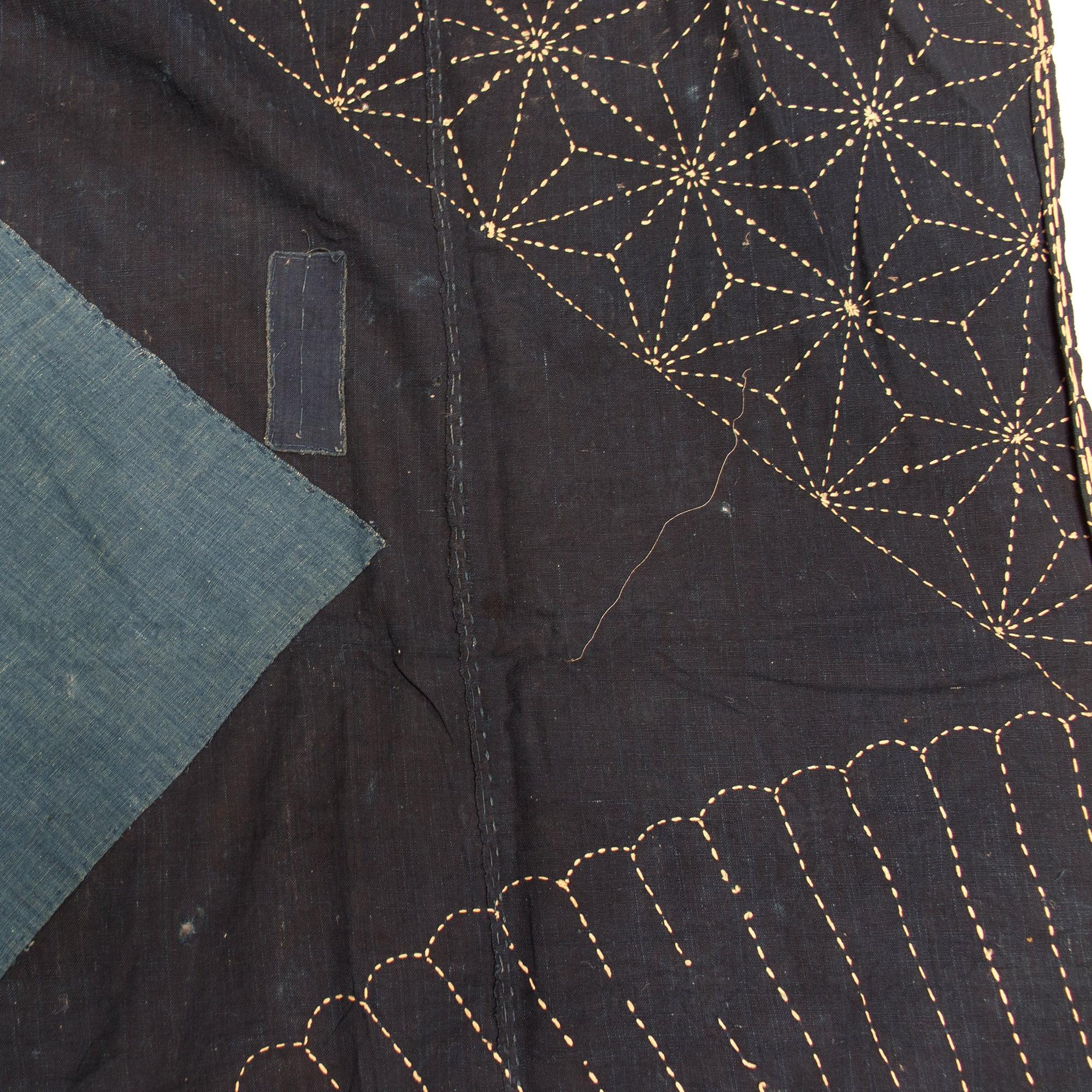 Large Japanese Indigo Dyed and Sashiko Stiched Furoshiki