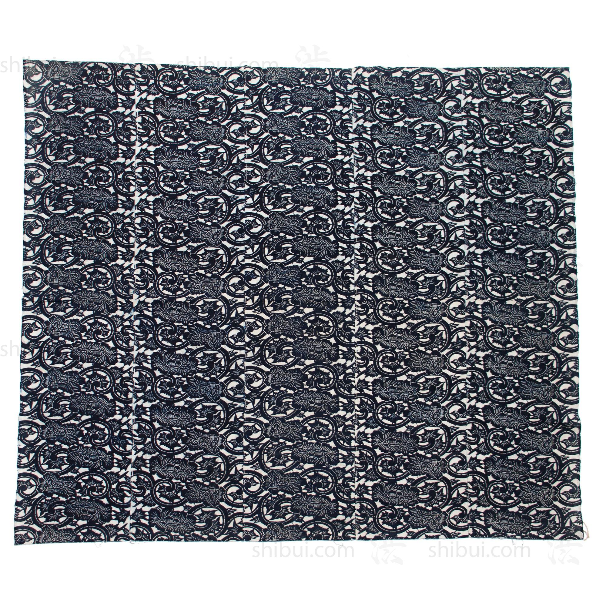 Floral Katazome sheet | Japanese Indigo Cotton