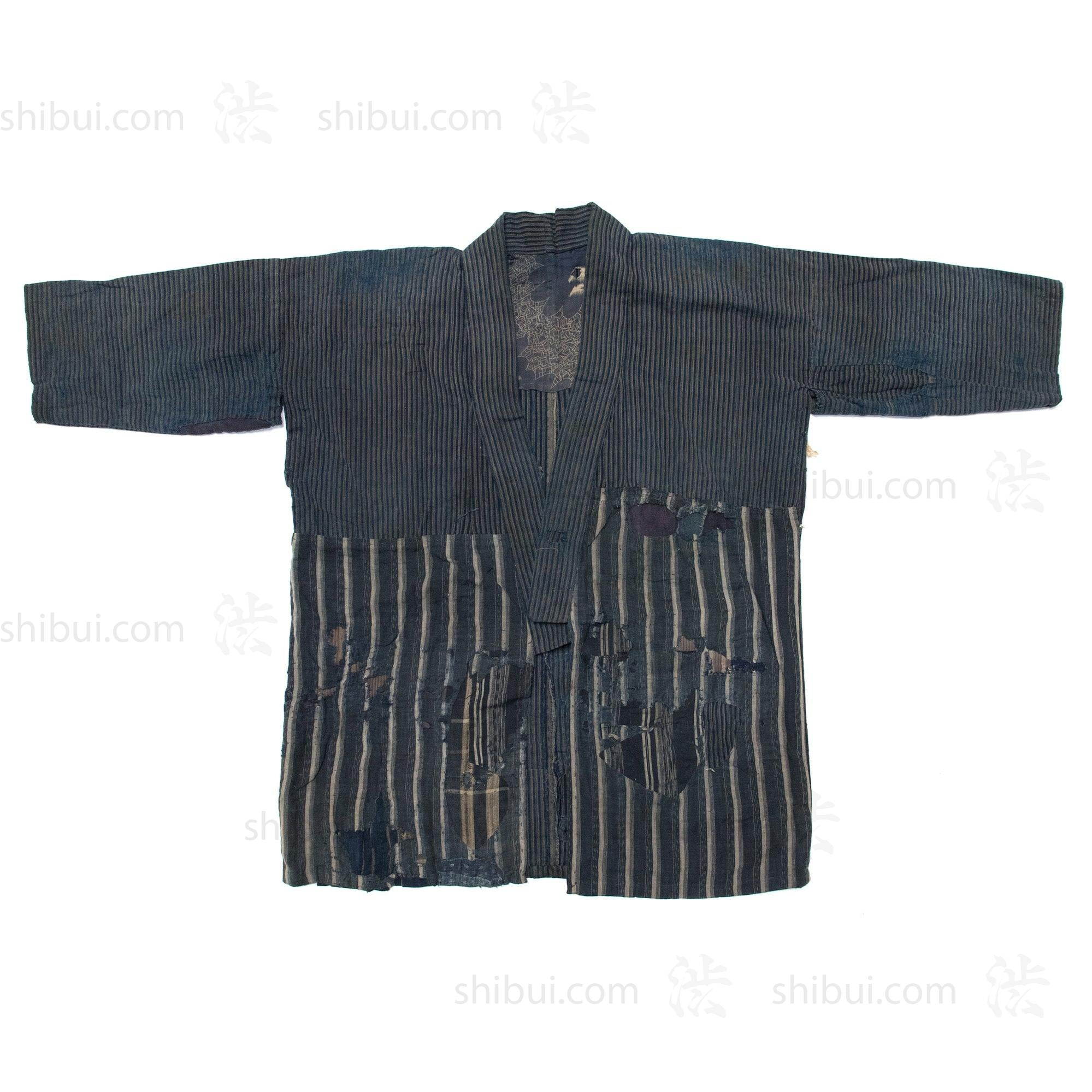 Japanese Boro Indigo Short Shima Coat