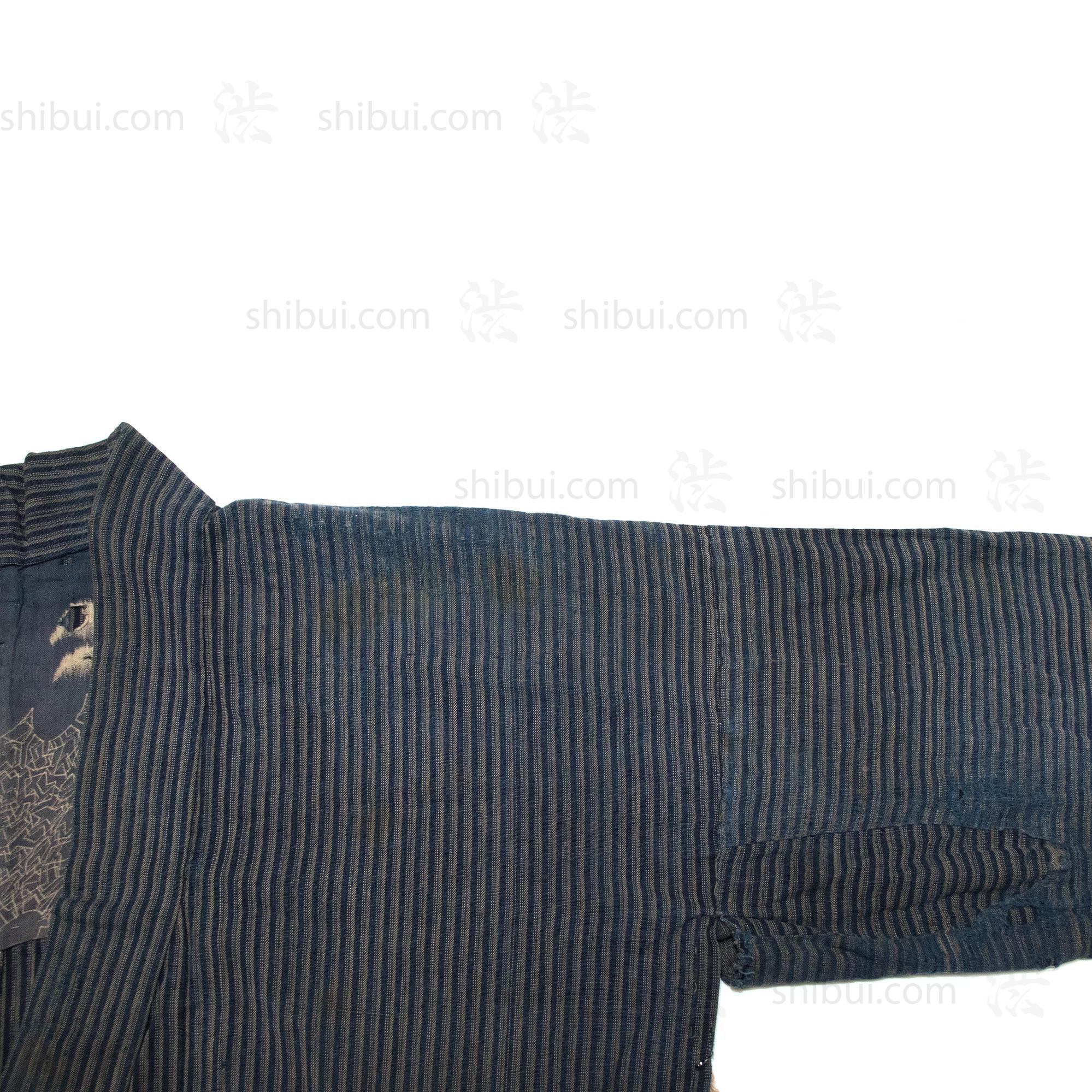 Japanese Boro Indigo Short Shima Coat