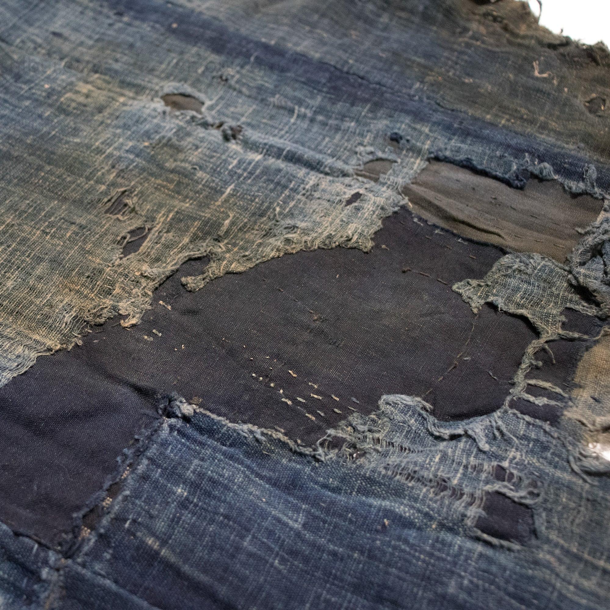 Vintage Japanese Indigo-Dyed Sheet with Boro Patchwork