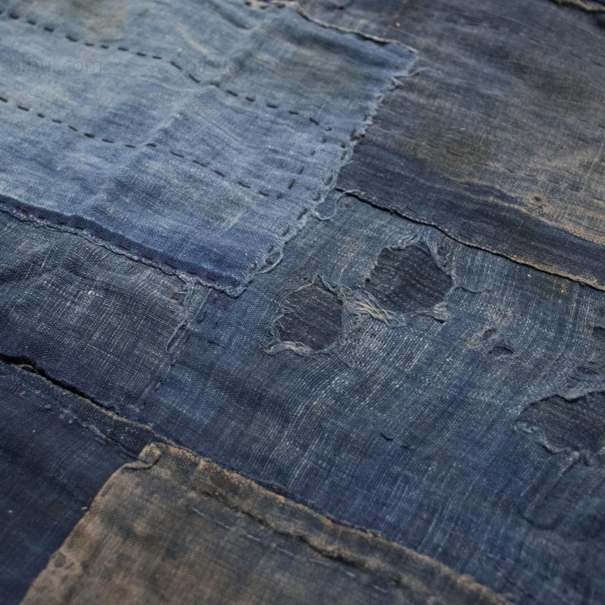 Vintage Japanese Indigo-Dyed Sheet with Boro Patchwork