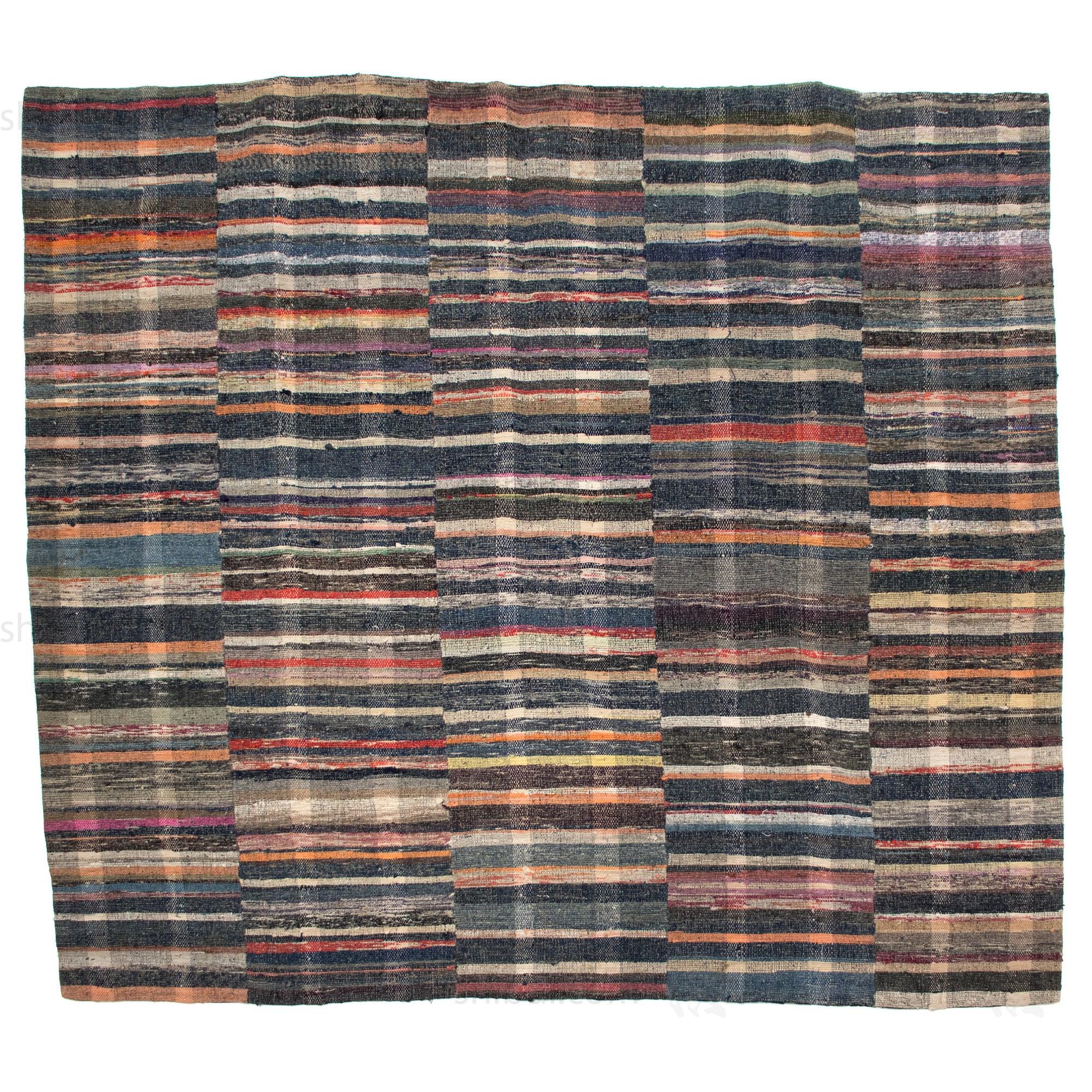 Sakiori Blanket with Indigo Back | Japanese Ragweave Folk Textile Recycling