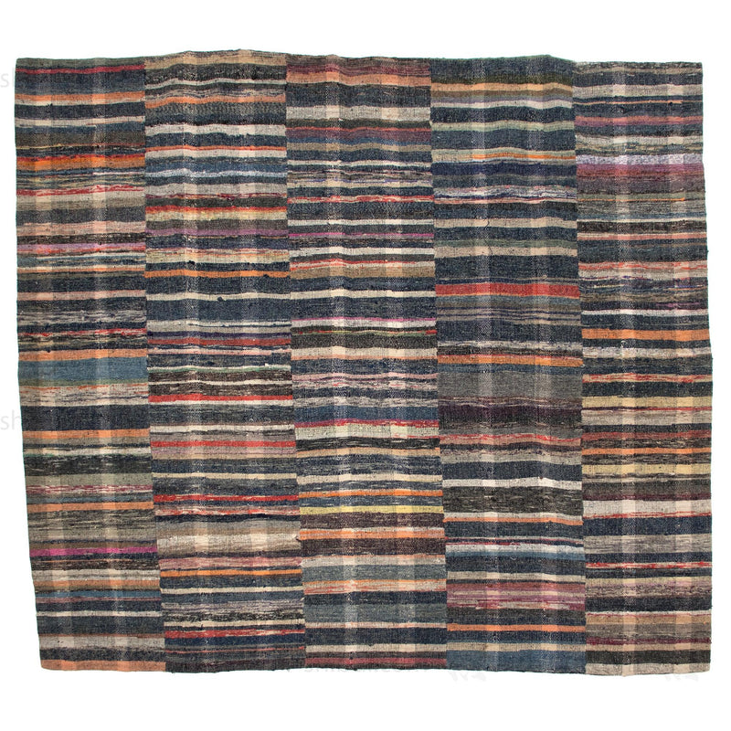 Sakiori Blanket with Indigo Back | Japanese Ragweave Folk Textile Recycling