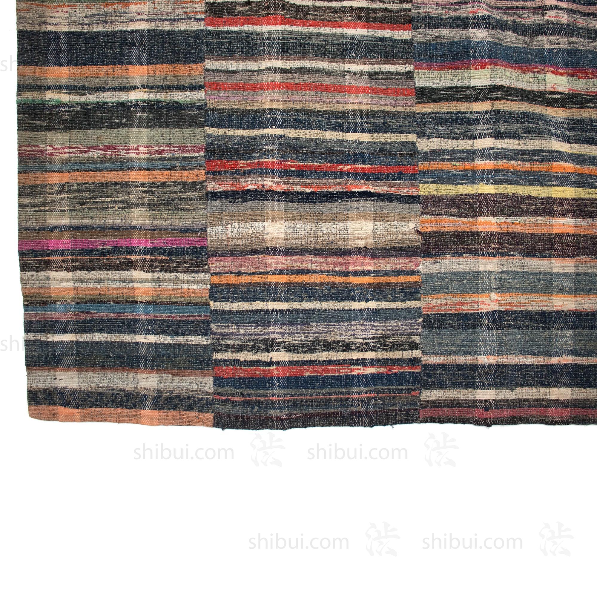 Sakiori Blanket with Indigo Back | Japanese Ragweave Folk Textile Recycling