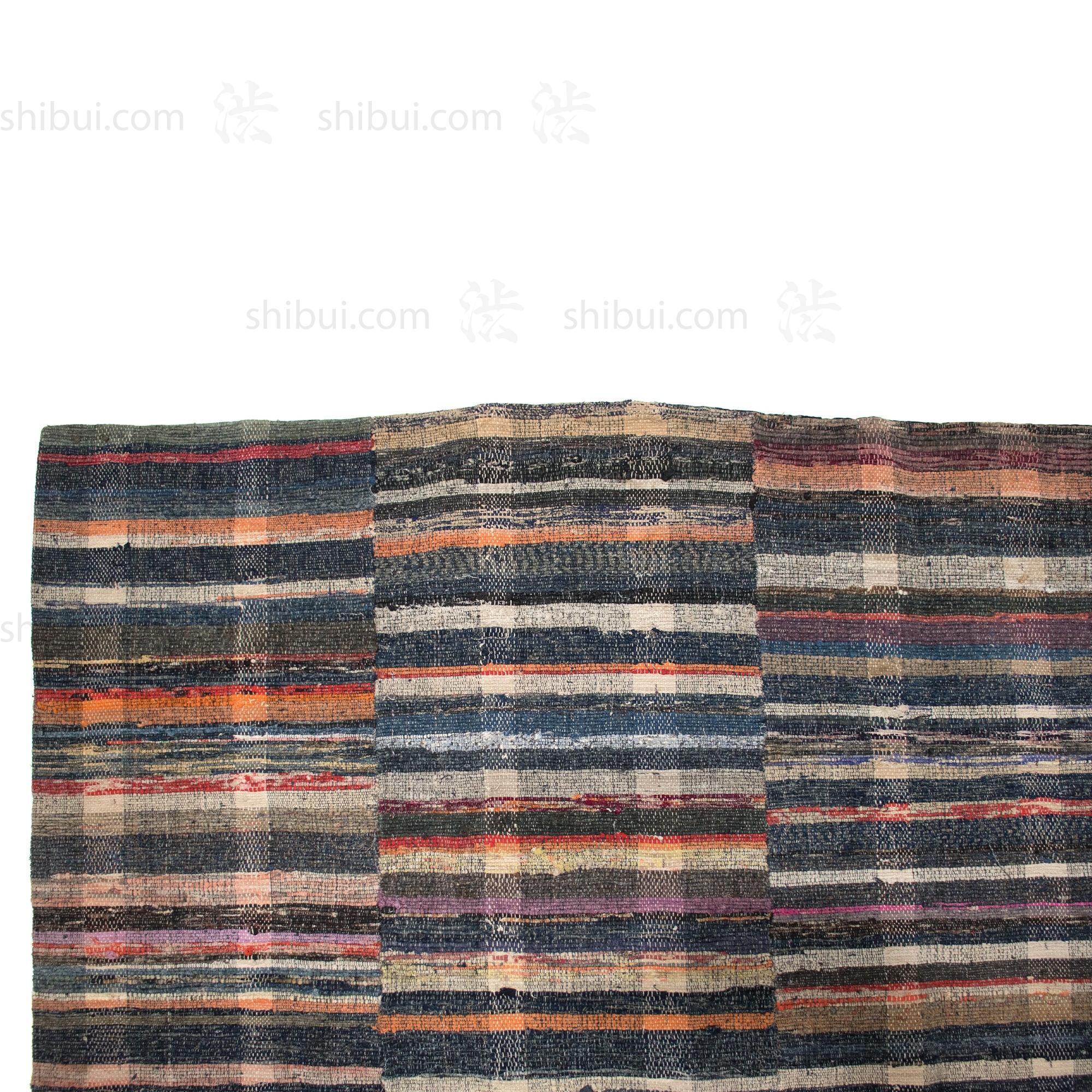 Sakiori Blanket with Indigo Back | Japanese Ragweave Folk Textile Recycling