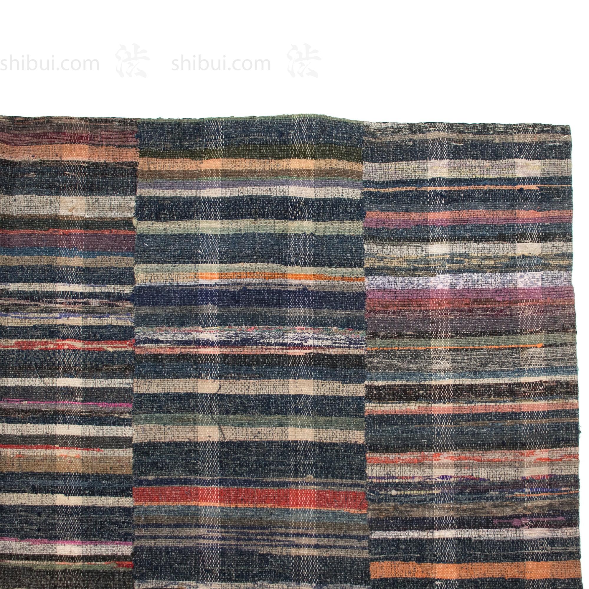 Sakiori Blanket with Indigo Back | Japanese Ragweave Folk Textile Recycling