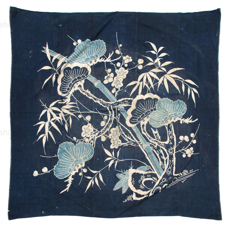 Antique Japanese Indigo Tsutsugki Furoshiki Wrapping Cloth