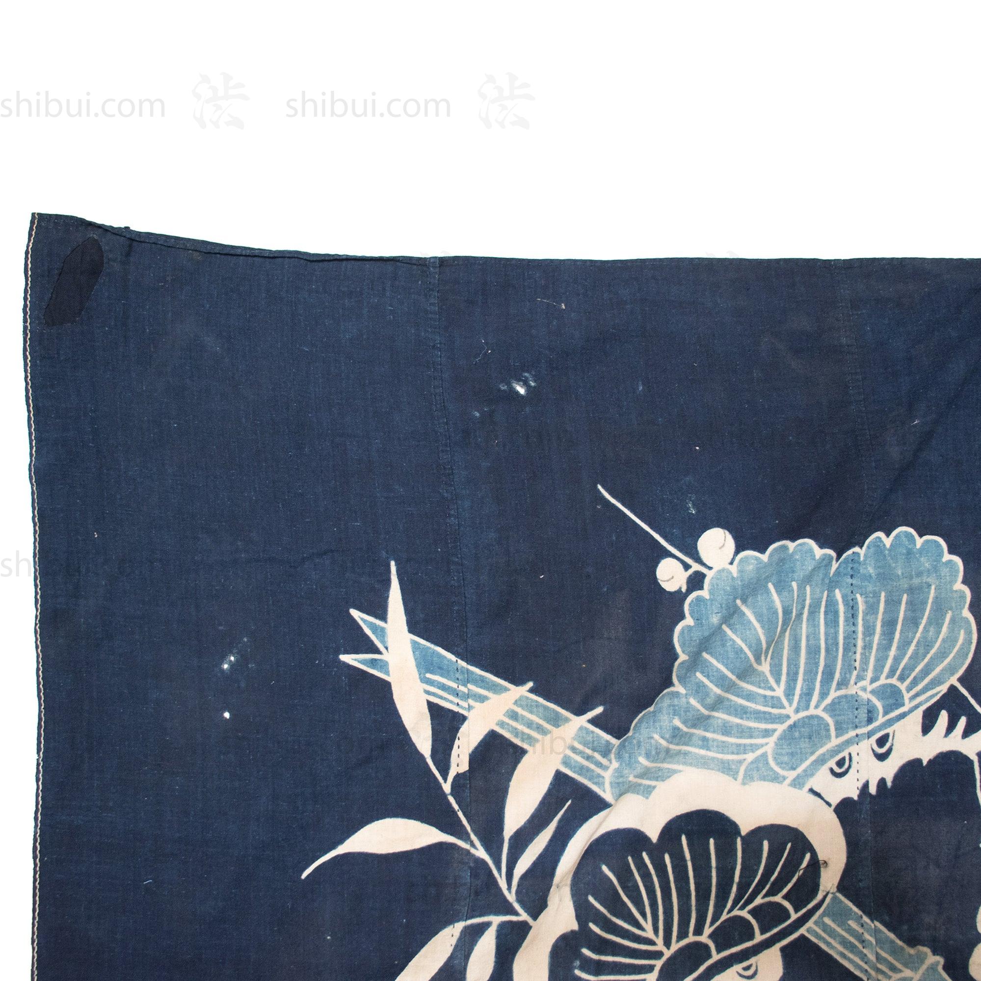 Antique Japanese Indigo Tsutsugki Furoshiki Wrapping Cloth