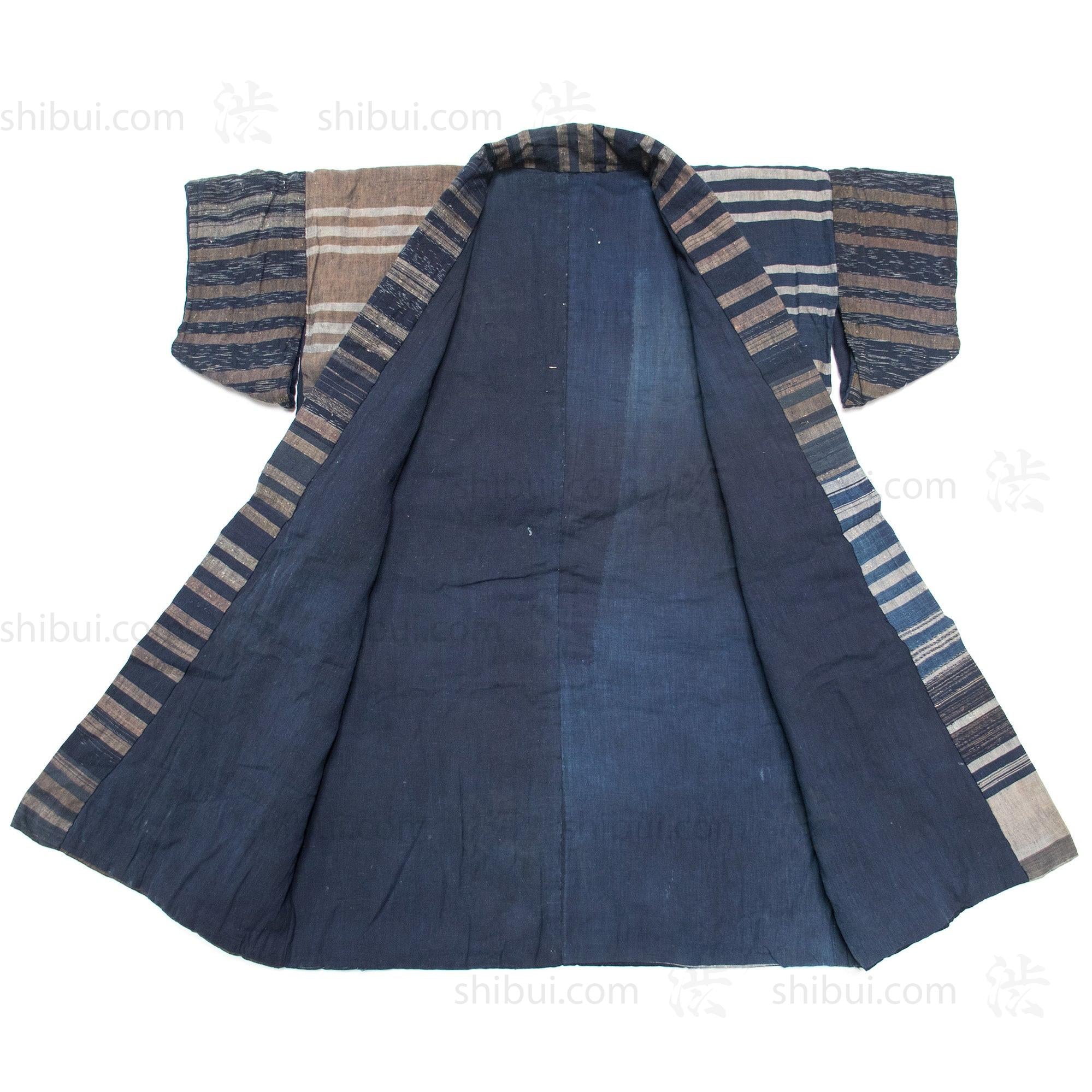 Japanese Boro Indigo Short Zanshiori Shima Coat