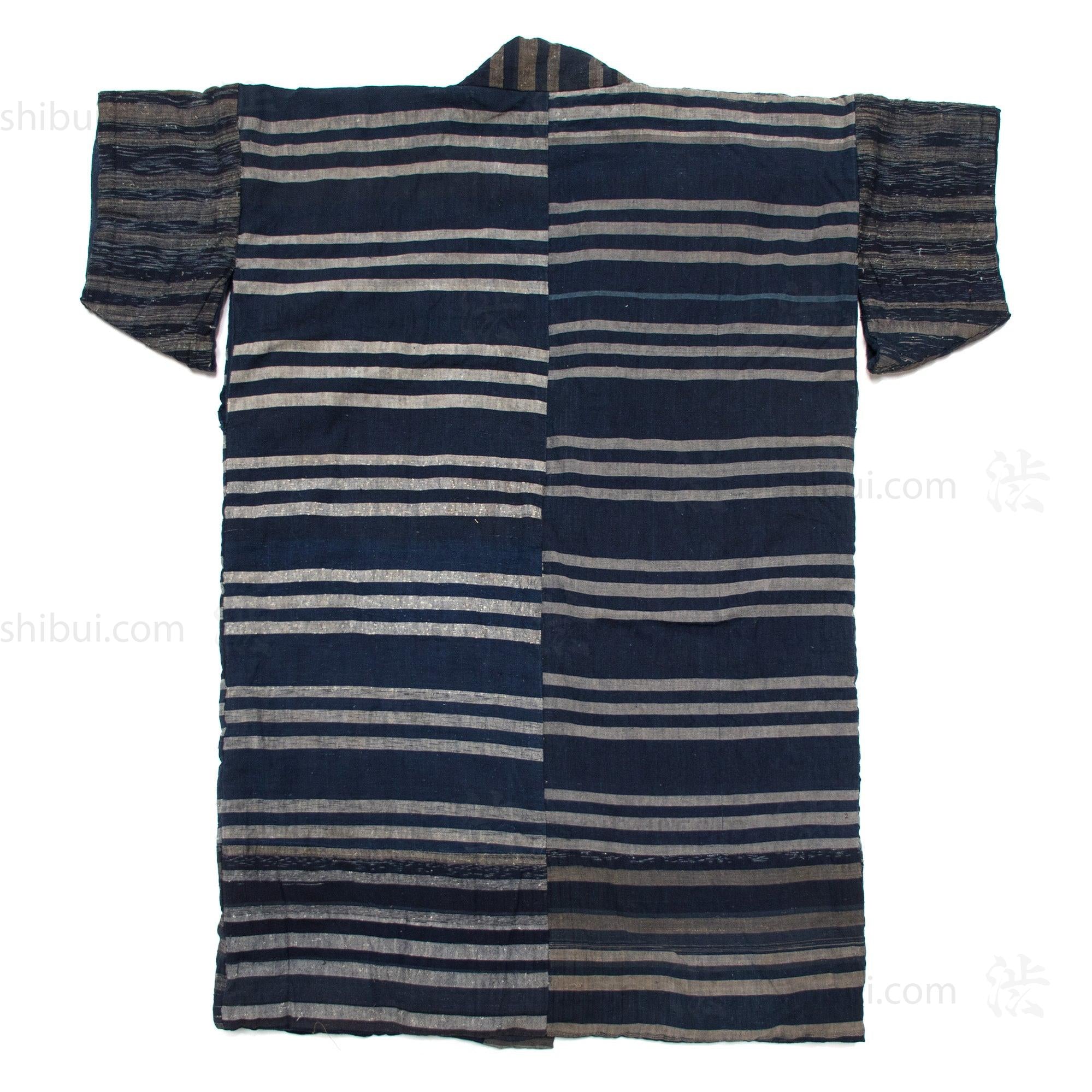 Japanese Boro Indigo Short Zanshiori Shima Coat