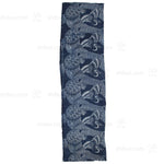 Indigo Katazome Panel | Japanese Textile with Crane & Tortoise Pattern