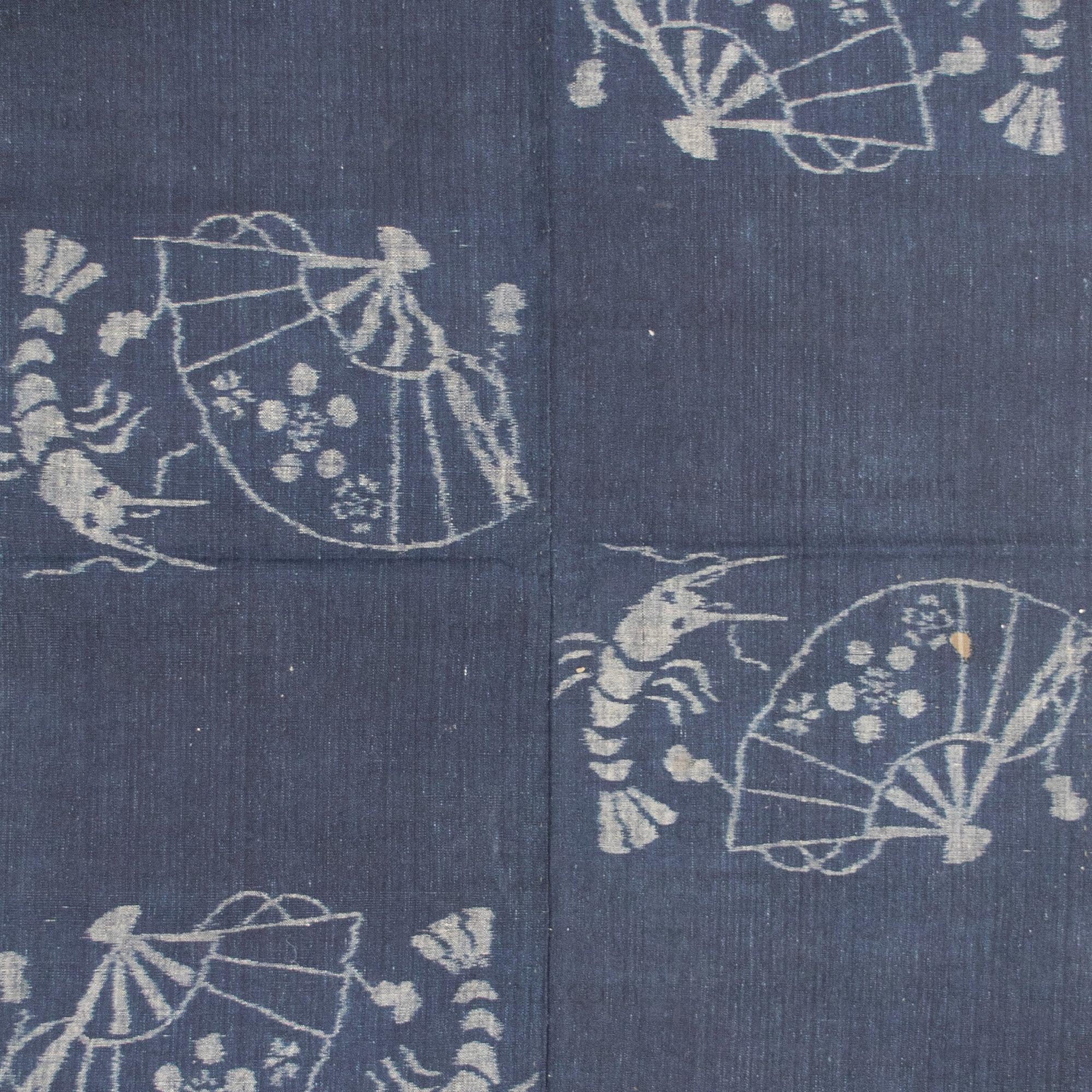 Shrimp Kasuri Two Panel | Japanese Indigo Cotton