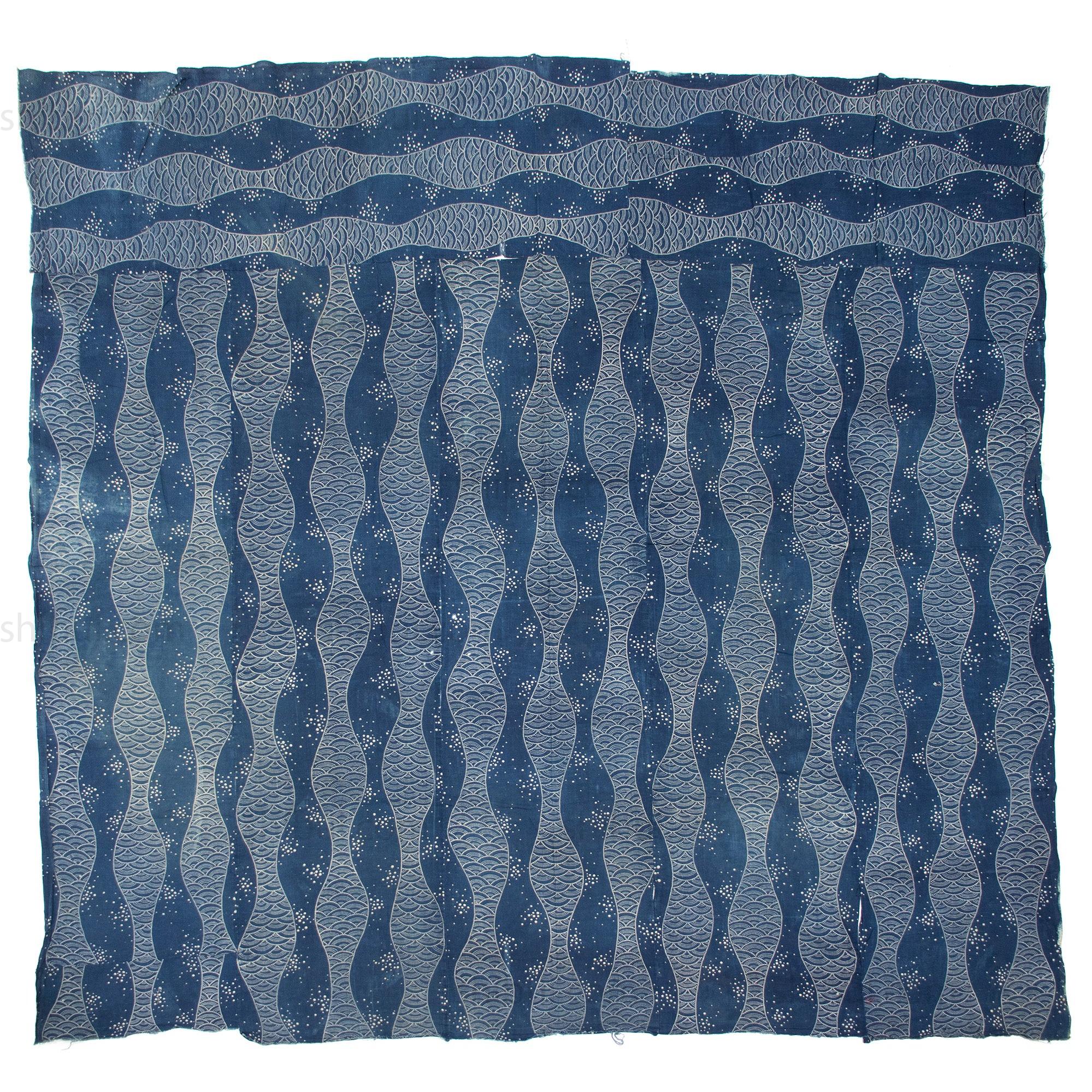 Katazome Futonji - Japanese Stencil Resisted Indigo Dyed Cotton