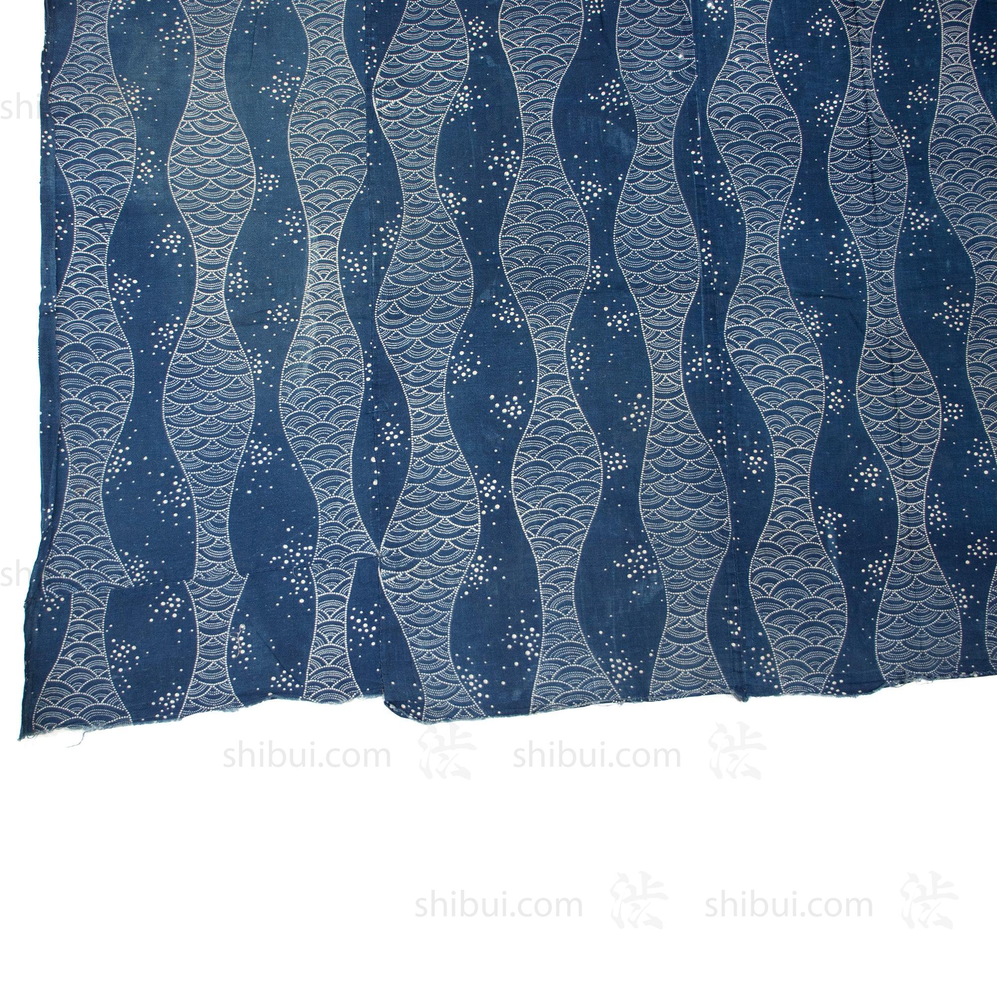 Katazome Futonji - Japanese Stencil Resisted Indigo Dyed Cotton