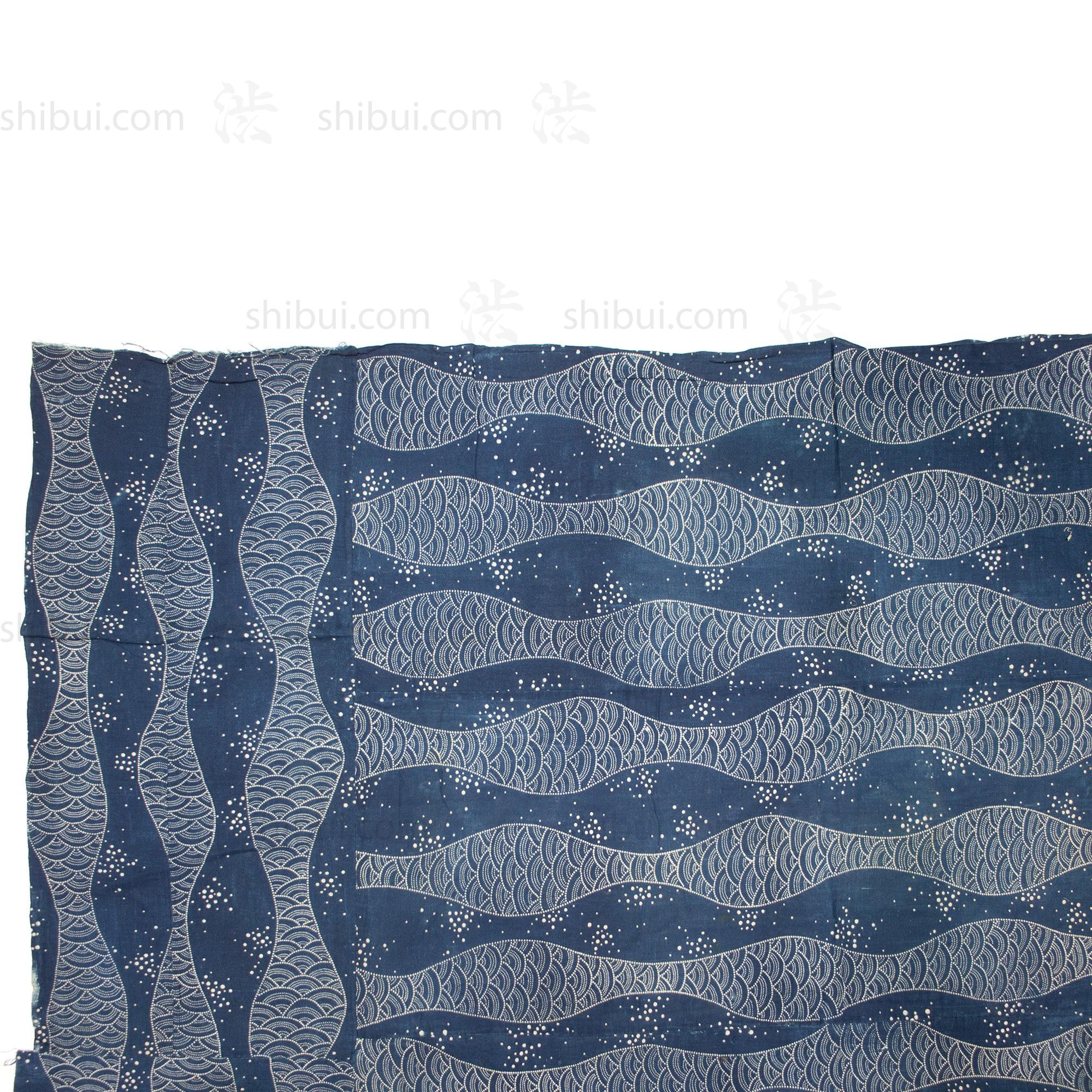 Katazome Futonji - Japanese Stencil Resisted Indigo Dyed Cotton