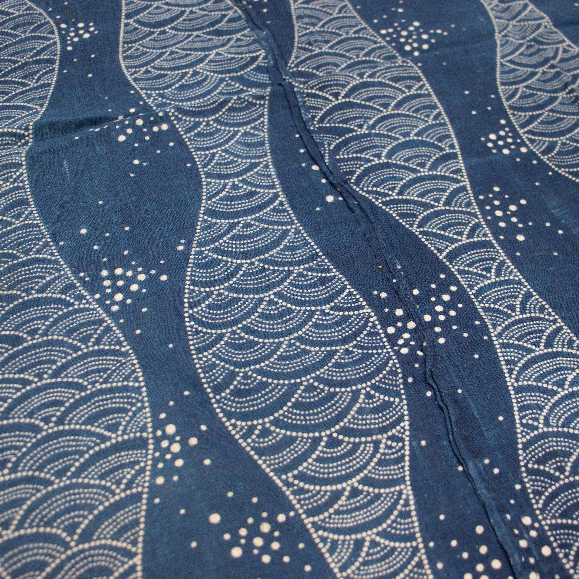 Katazome Futonji - Japanese Stencil Resisted Indigo Dyed Cotton