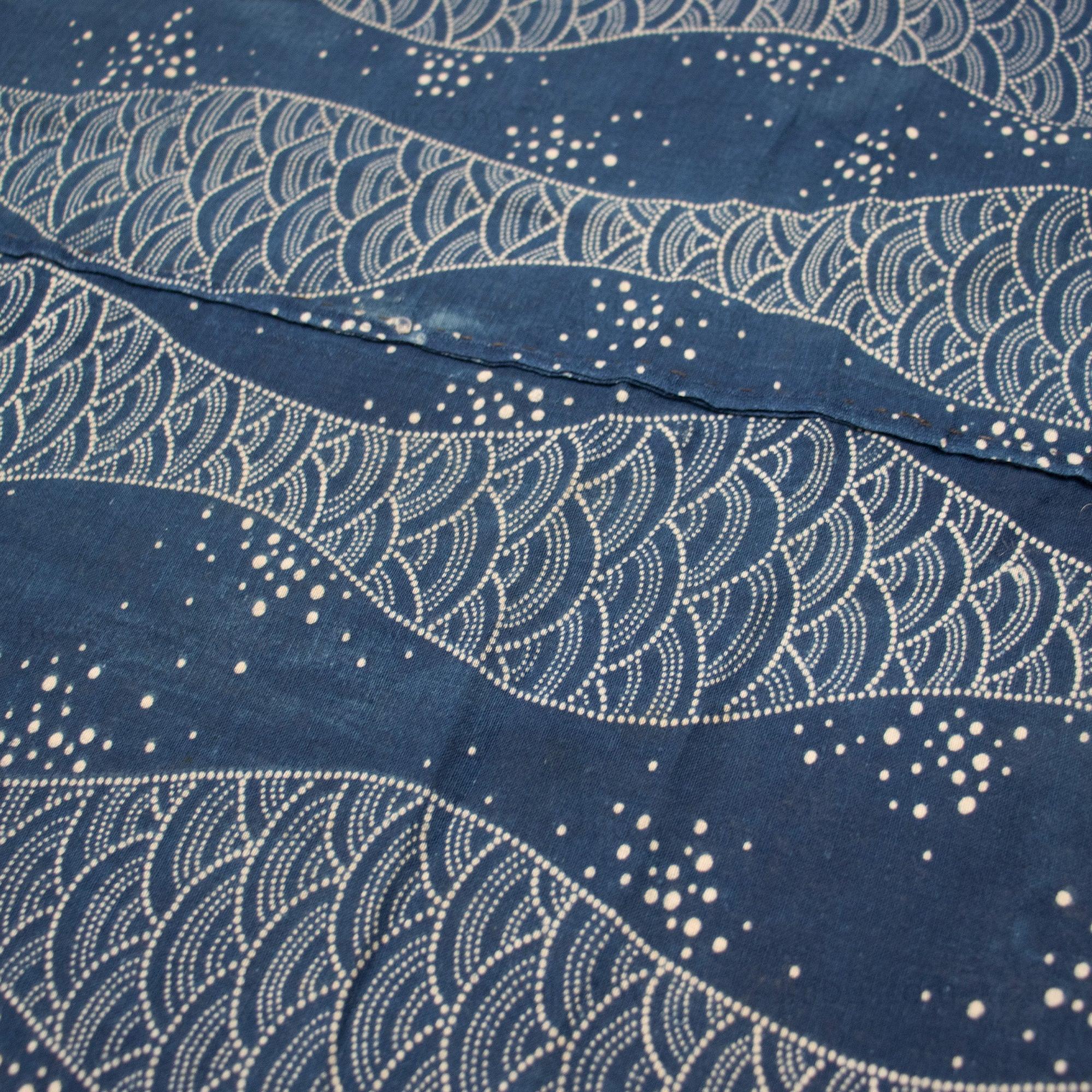 Katazome Futonji - Japanese Stencil Resisted Indigo Dyed Cotton