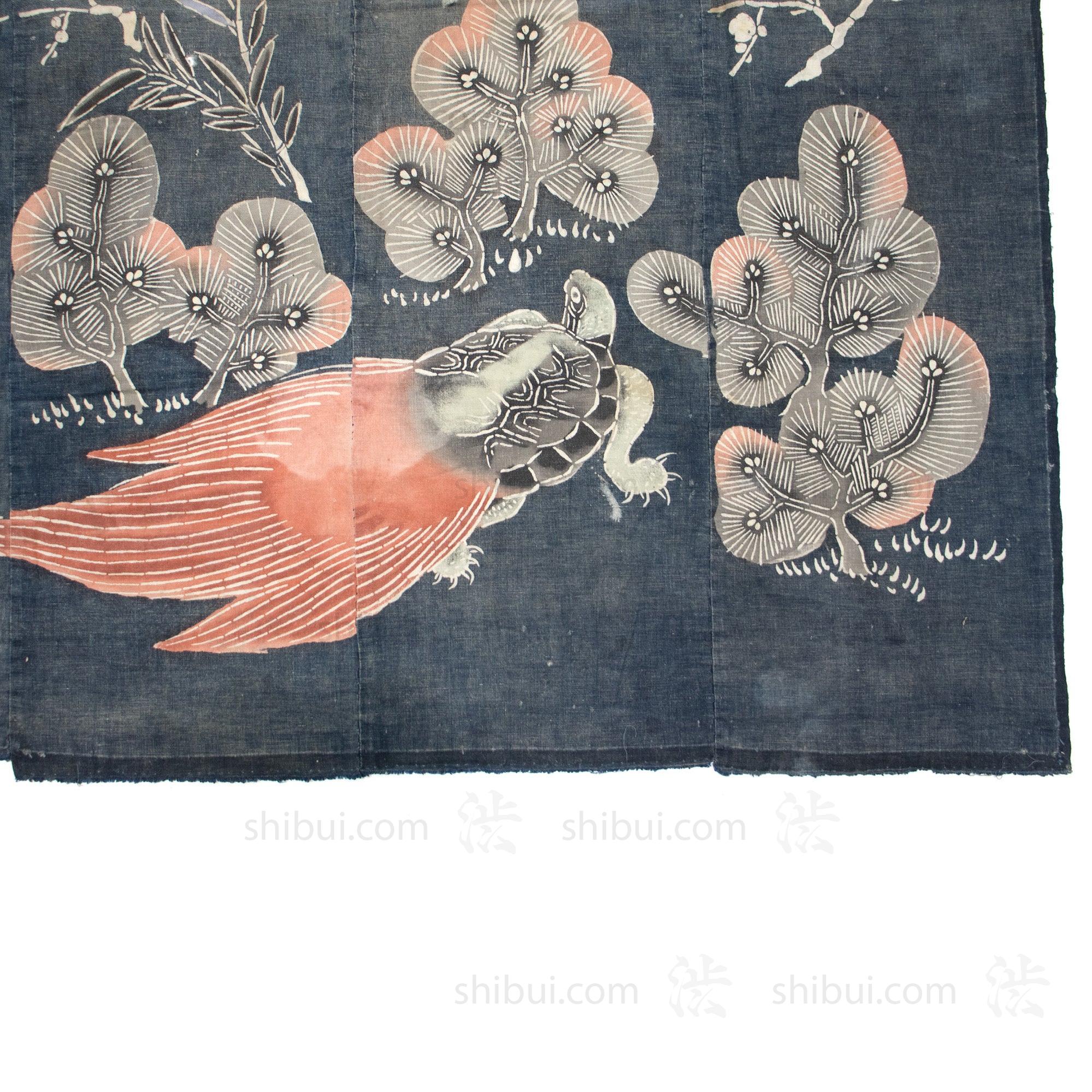 Crane & Tortoise Futonji Japanese Antique Indigo Tsutsugaki Futon Cover