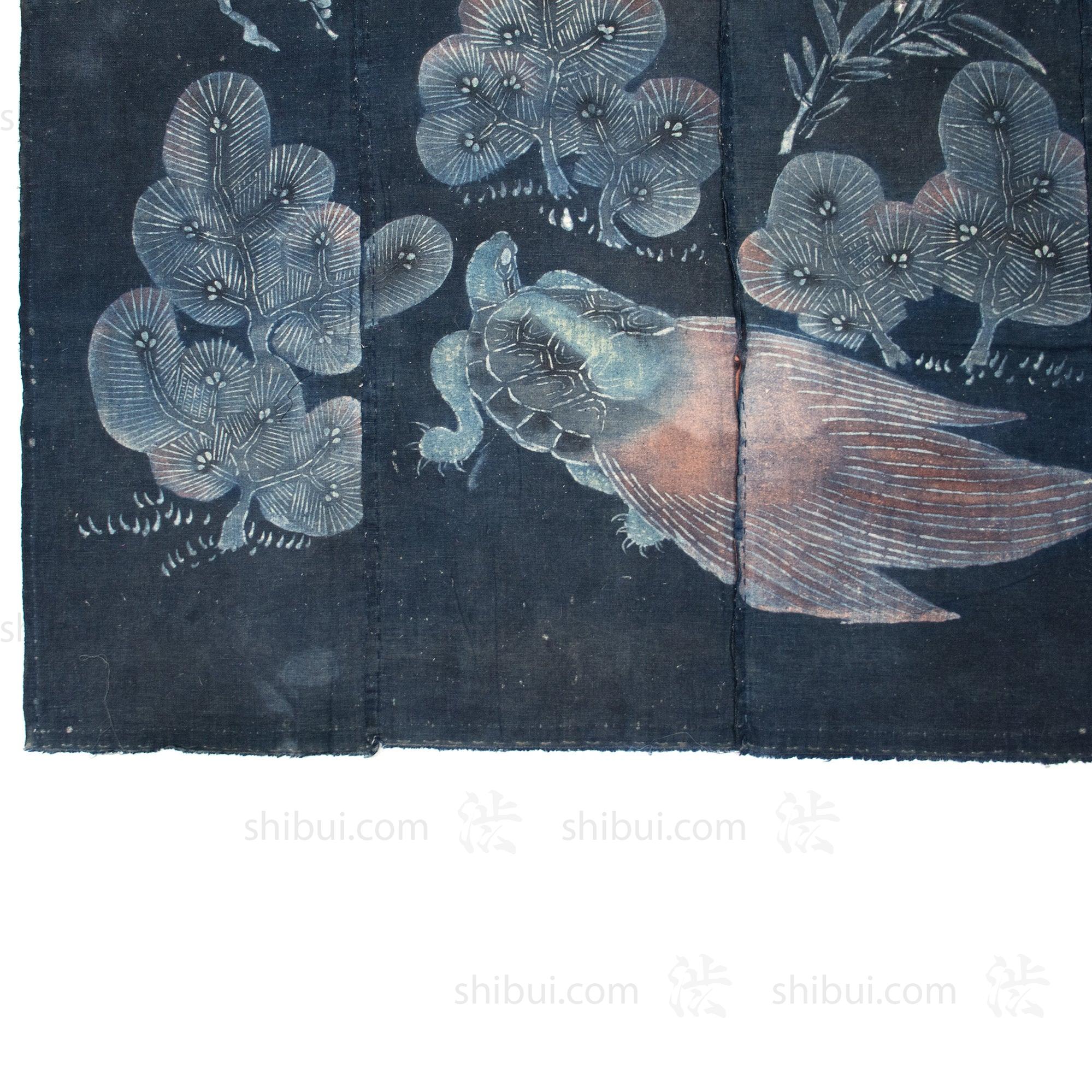 Crane & Tortoise Futonji Japanese Antique Indigo Tsutsugaki Futon Cover