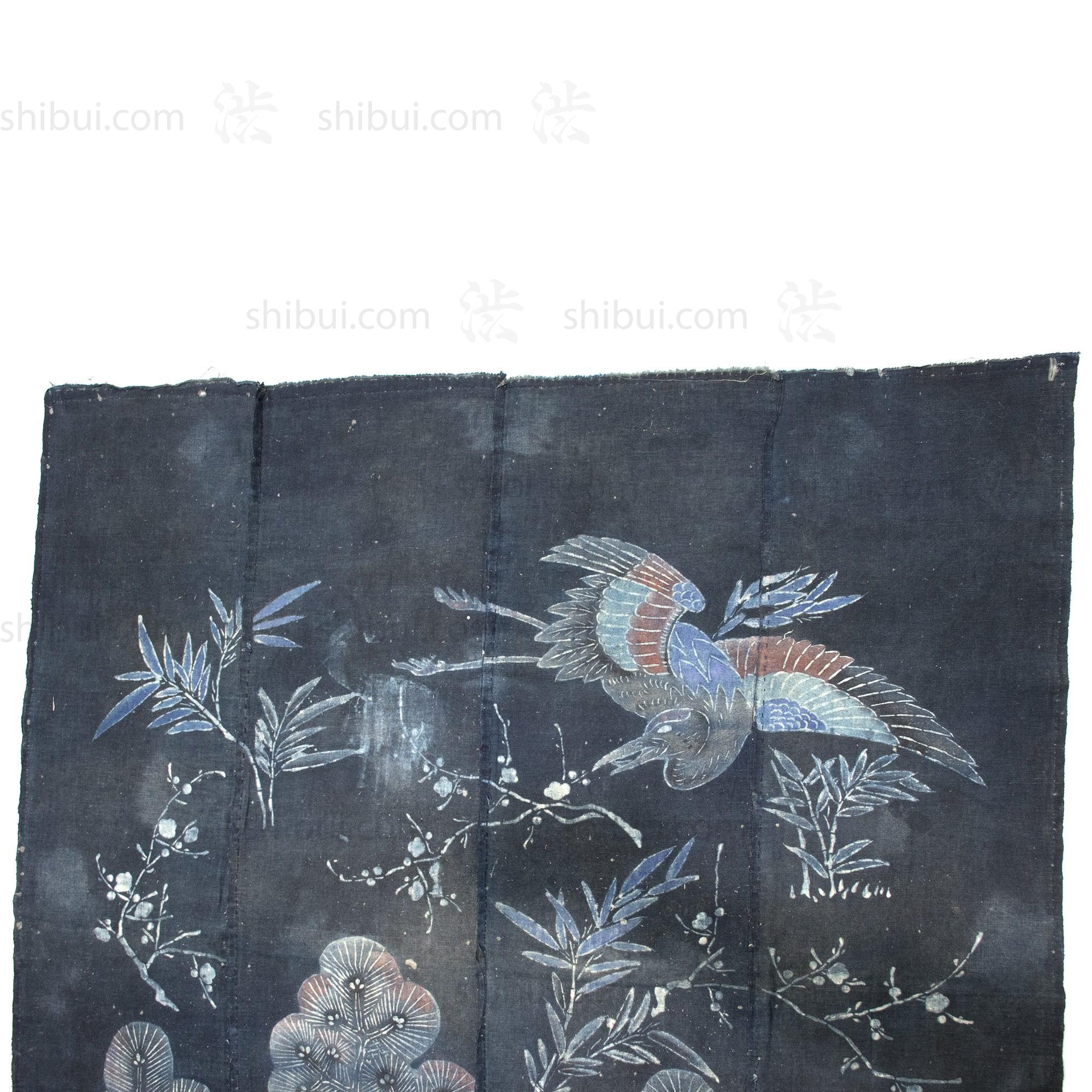 Crane & Tortoise Futonji Japanese Antique Indigo Tsutsugaki Futon Cover