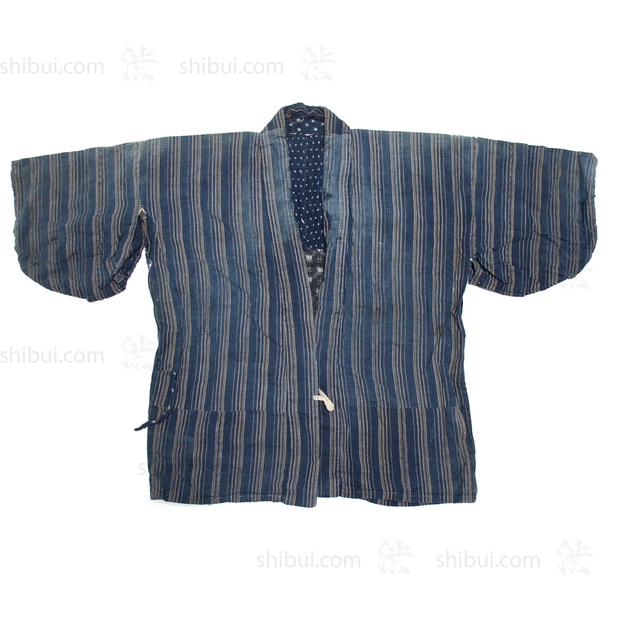 Japanese Boro Indigo Short Shima Coat