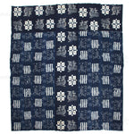 E-Gasuri Koi & Crane Sheet | Japanese Indigo
