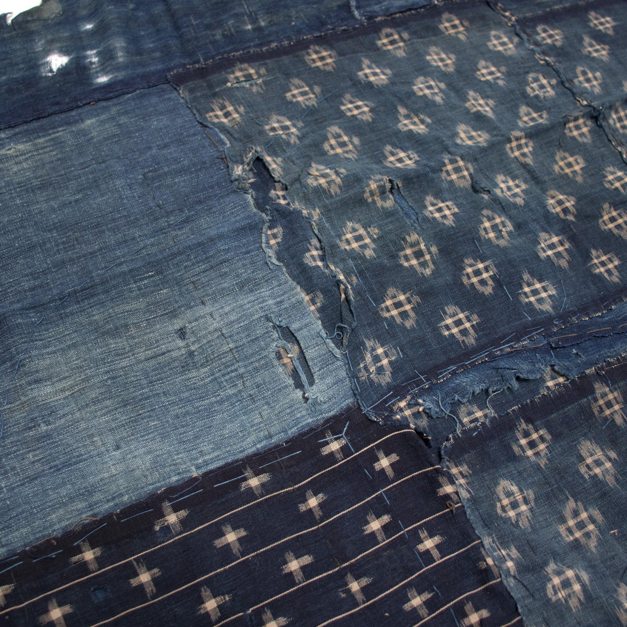 Antique Kasuri Boro Sheet | Japanese Indigo