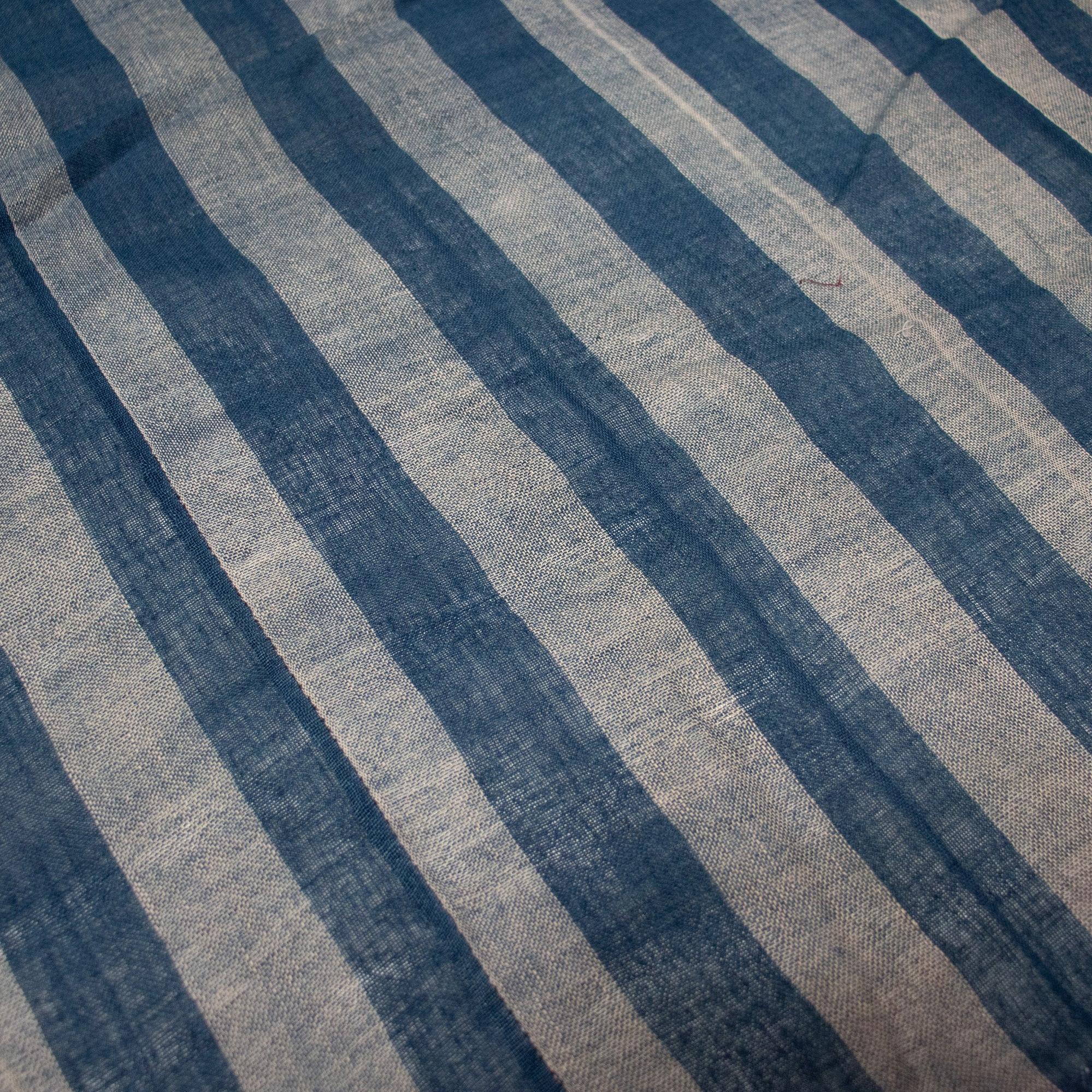Large Striped Indigo Kaya | Vintage Japanese Mosquito Net Pannel