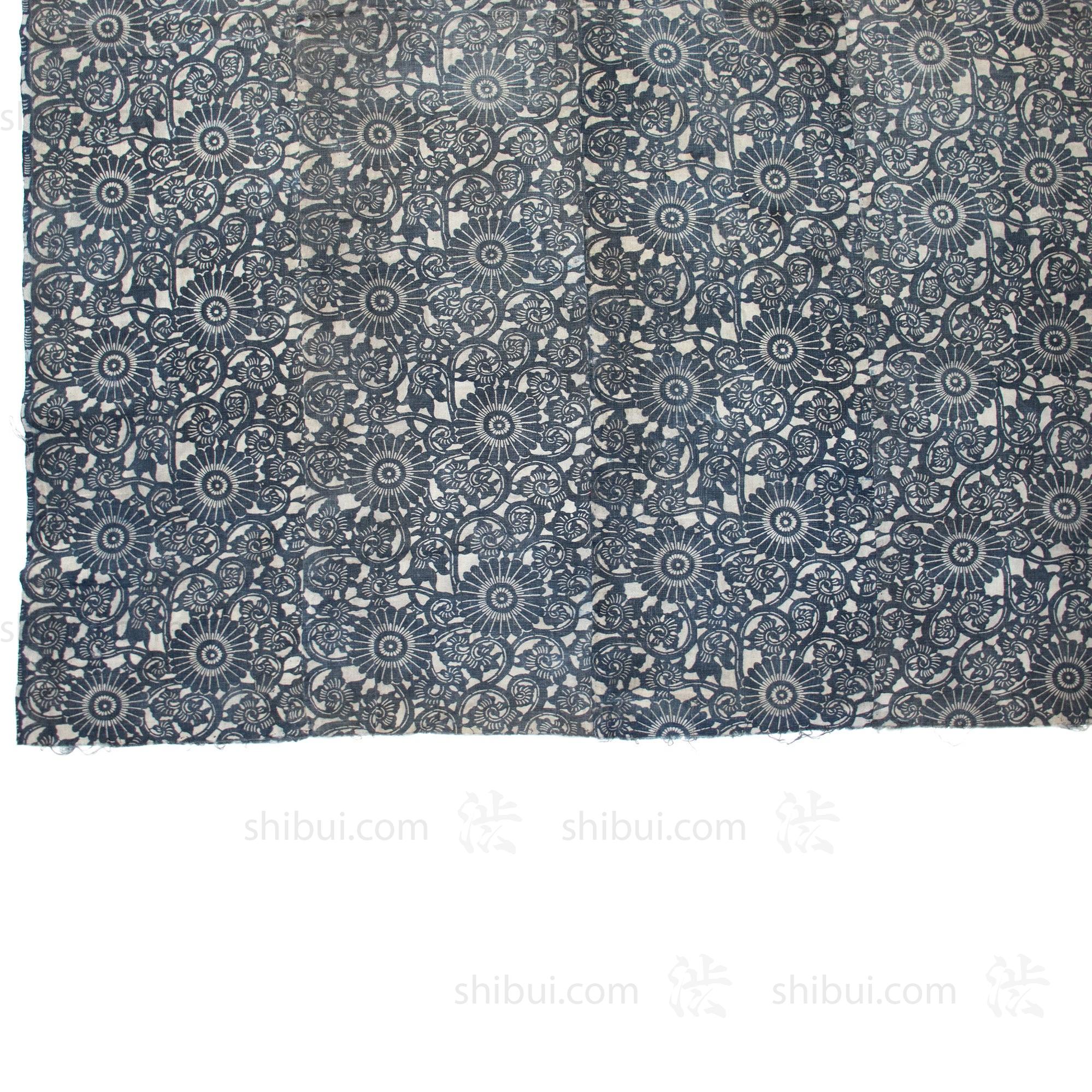 Katazome Futonji -Japanese Indigo Futon Cover with Kiku Motif