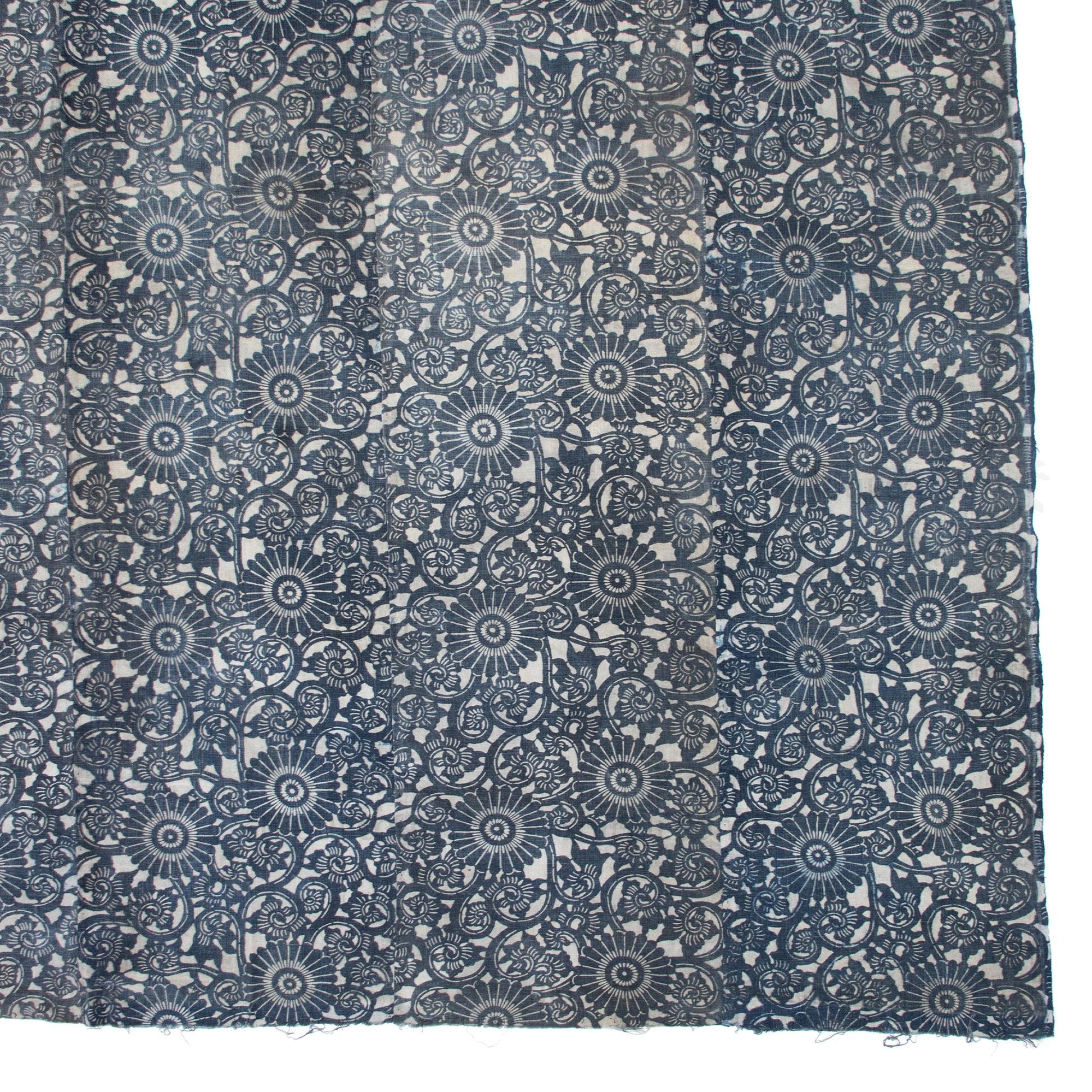 Katazome Futonji -Japanese Indigo Futon Cover with Kiku Motif