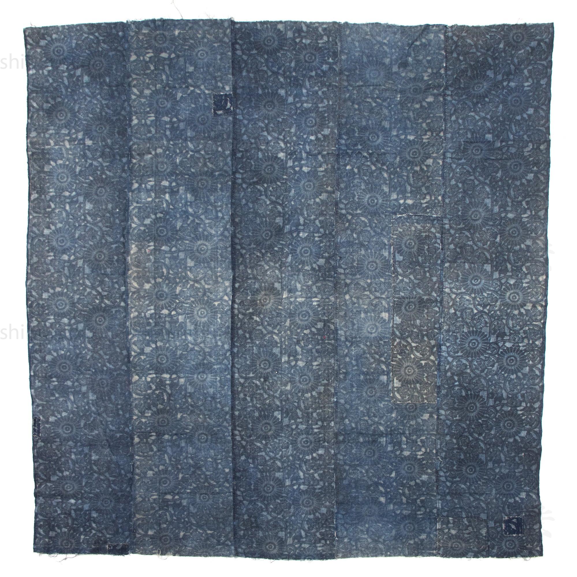 Katazome Futonji -Japanese Indigo Futon Cover with Kiku Motif