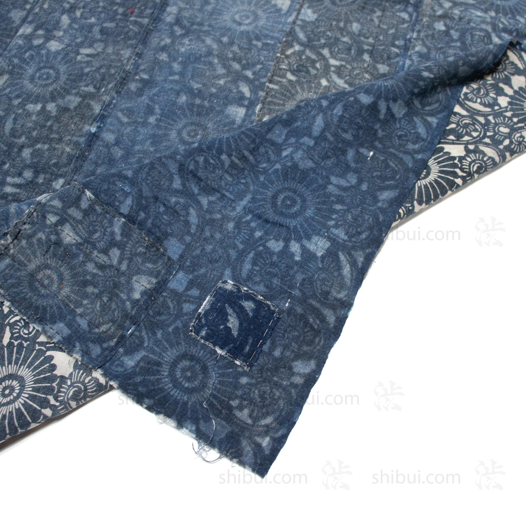 Katazome Futonji -Japanese Indigo Futon Cover with Kiku Motif