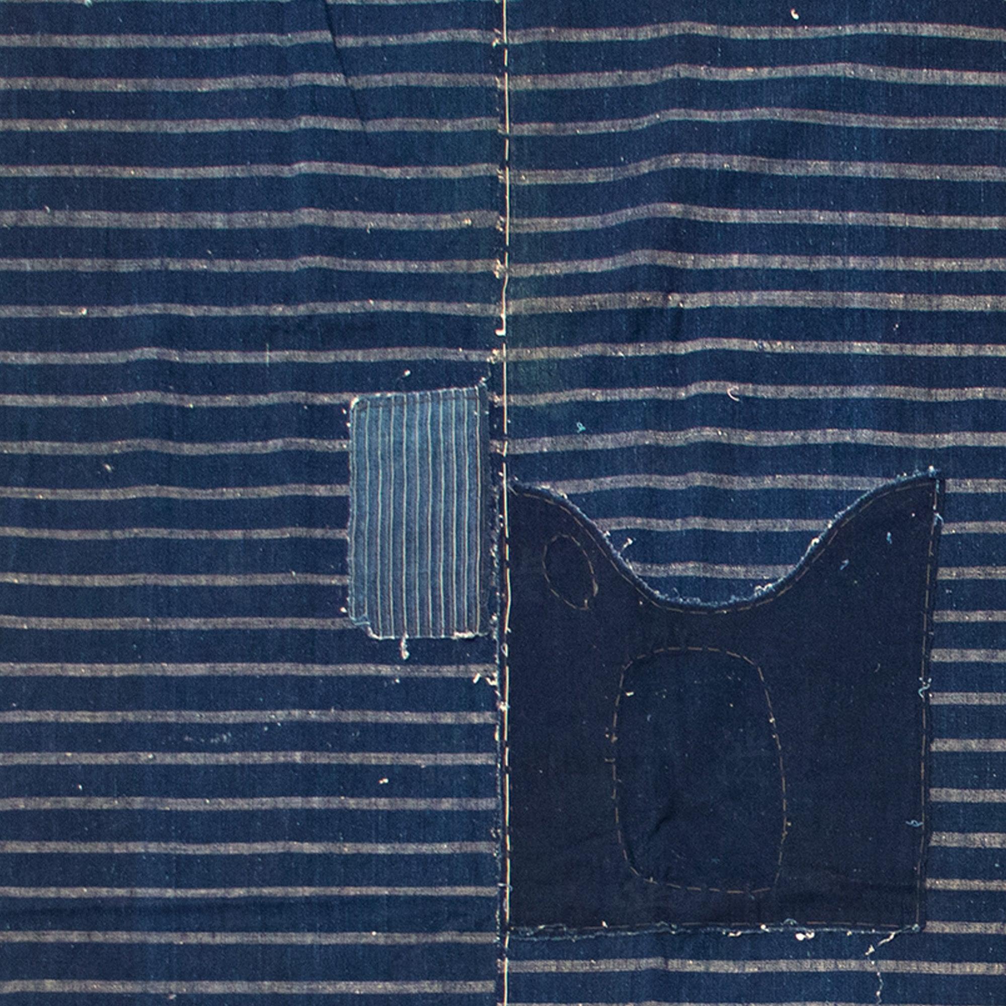 Boro Shima Sheet | Japanese Indigo Woven Stripe