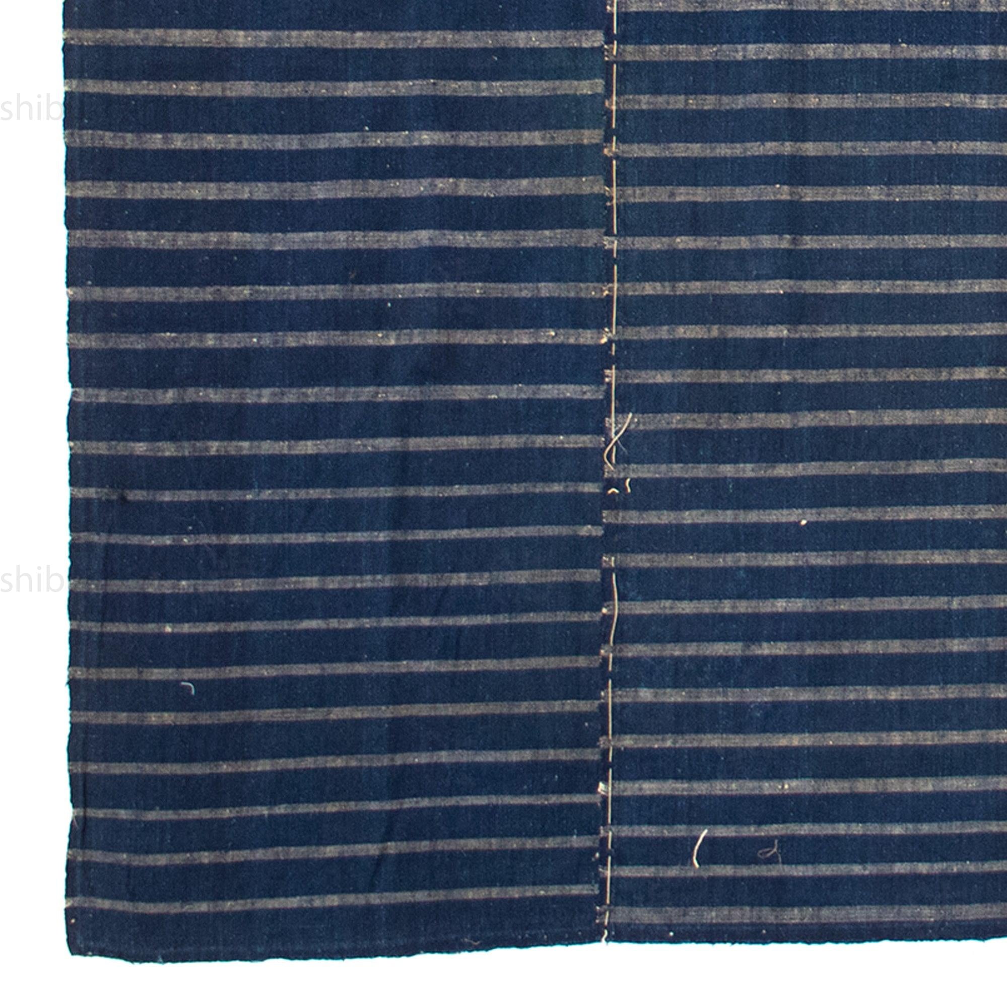 Boro Shima Sheet | Japanese Indigo Woven Stripe