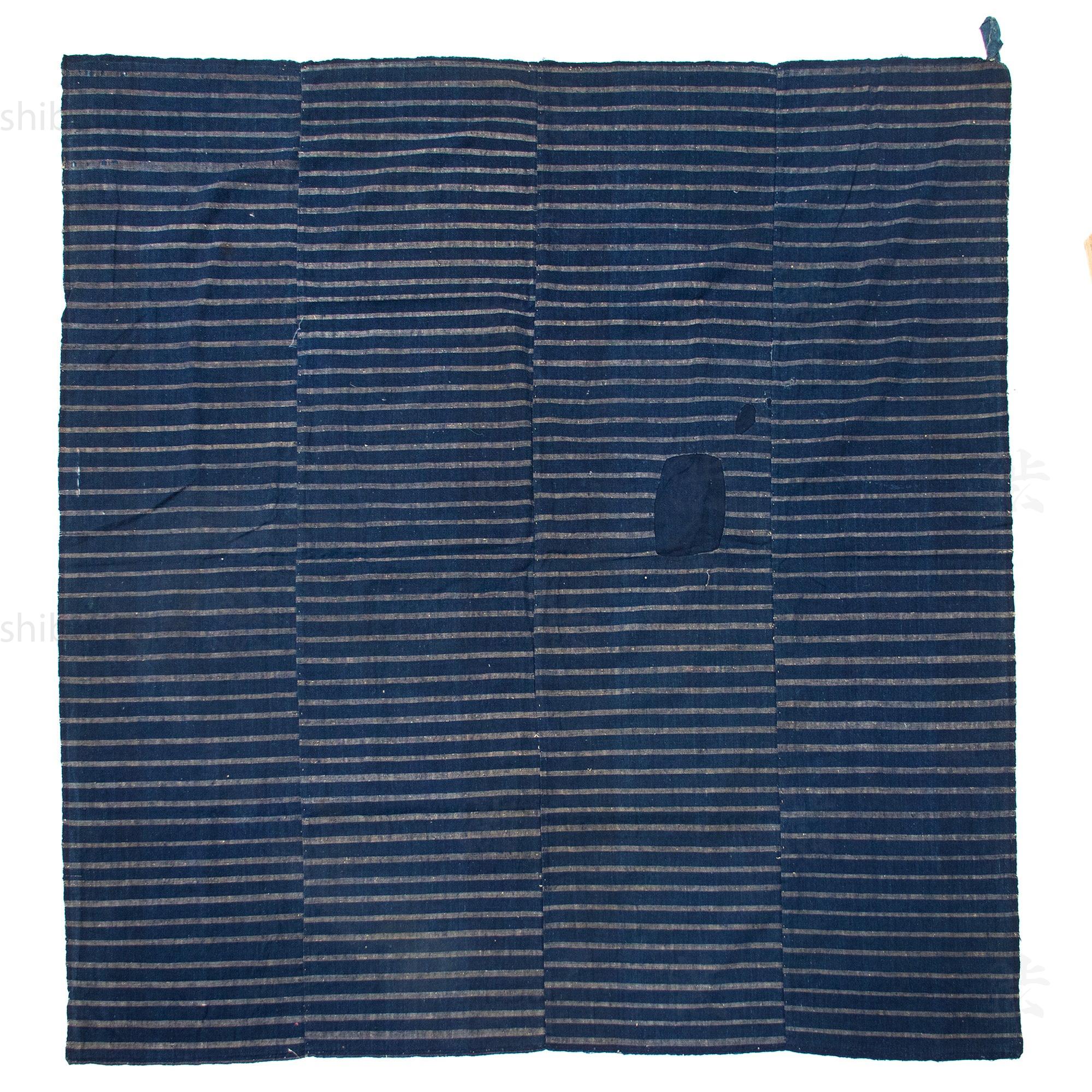 Boro Shima Sheet | Japanese Indigo Woven Stripe