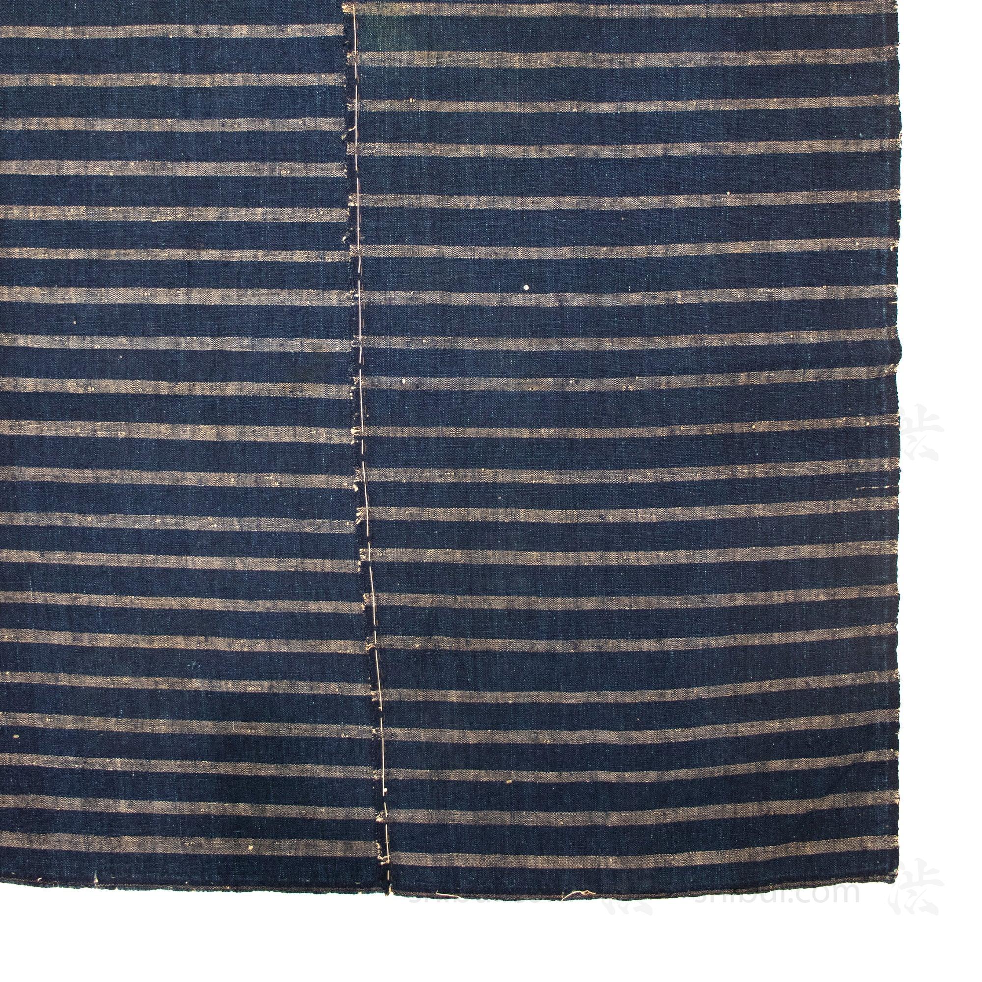 Boro Shima Sheet | Japanese Indigo Woven Stripe